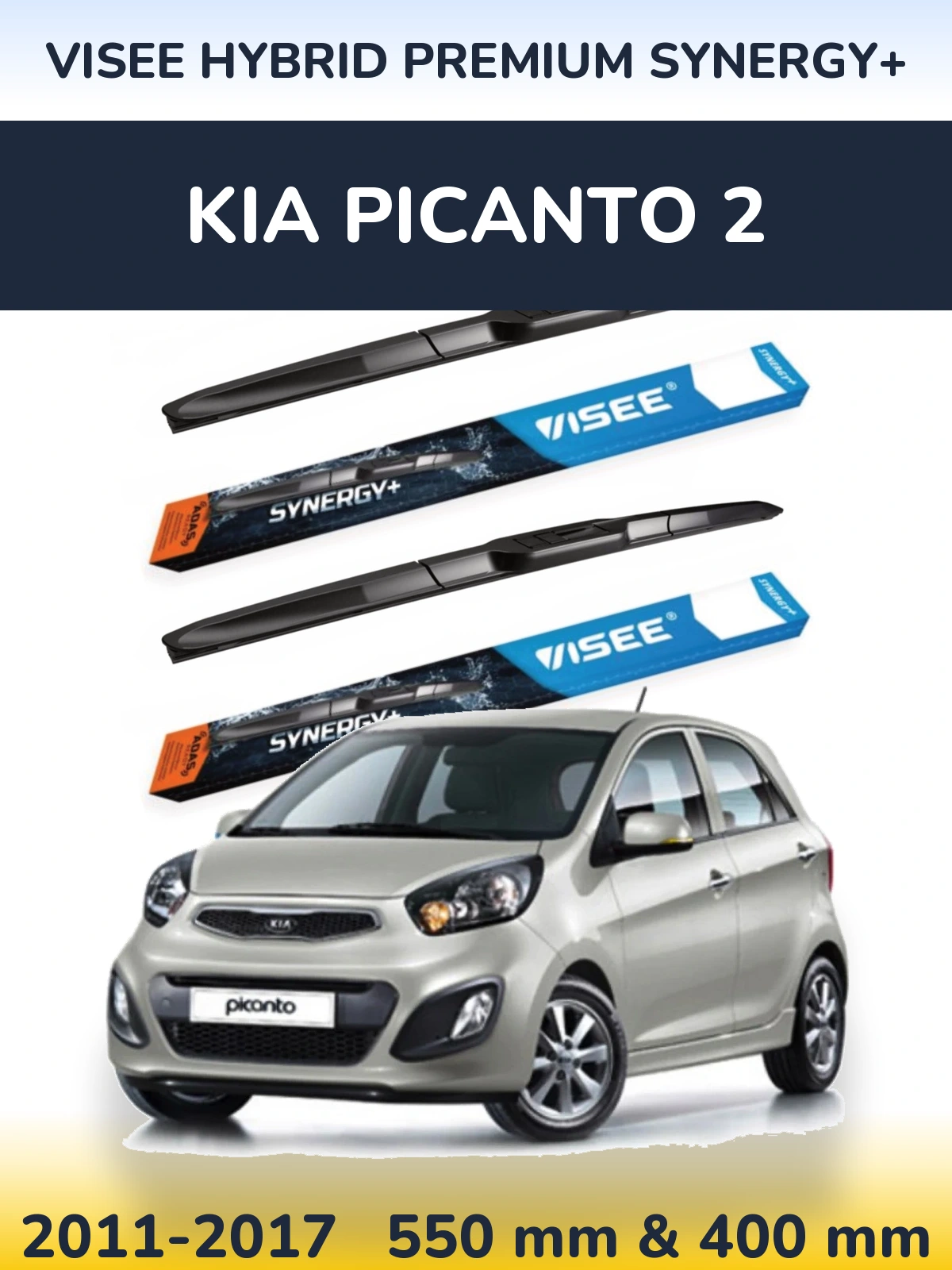 Torkarblad VISEE HYBRID PREMIUM SYNERGY+ för KIA Picanto 2