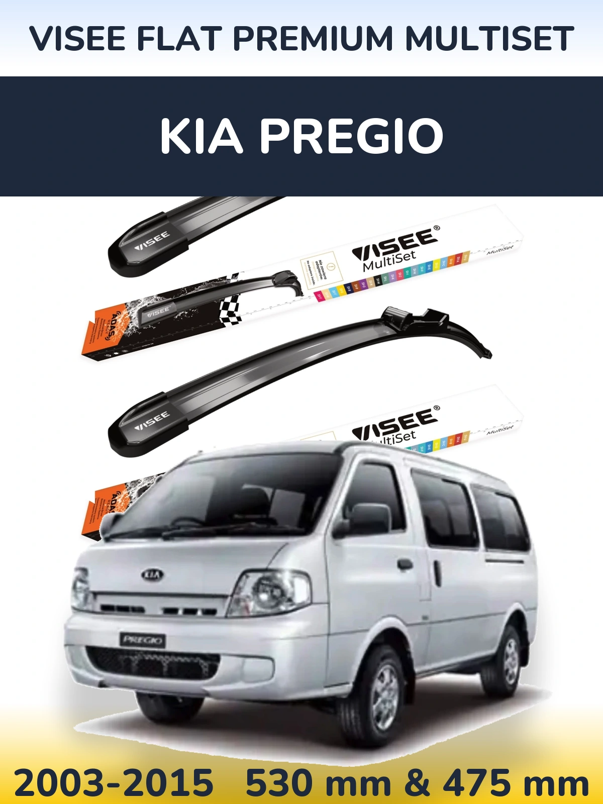 Torkarblad VISEE FLAT PREMIUM MultiSet för KIA Pregio