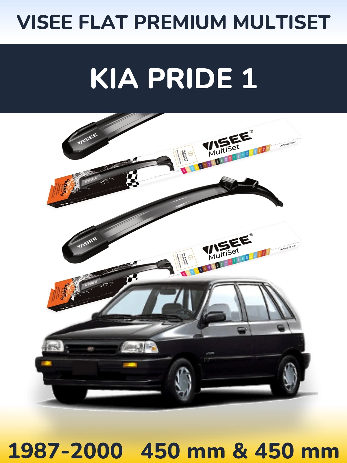 Torkarblad VISEE FLAT PREMIUM MultiSet för KIA Pride 1