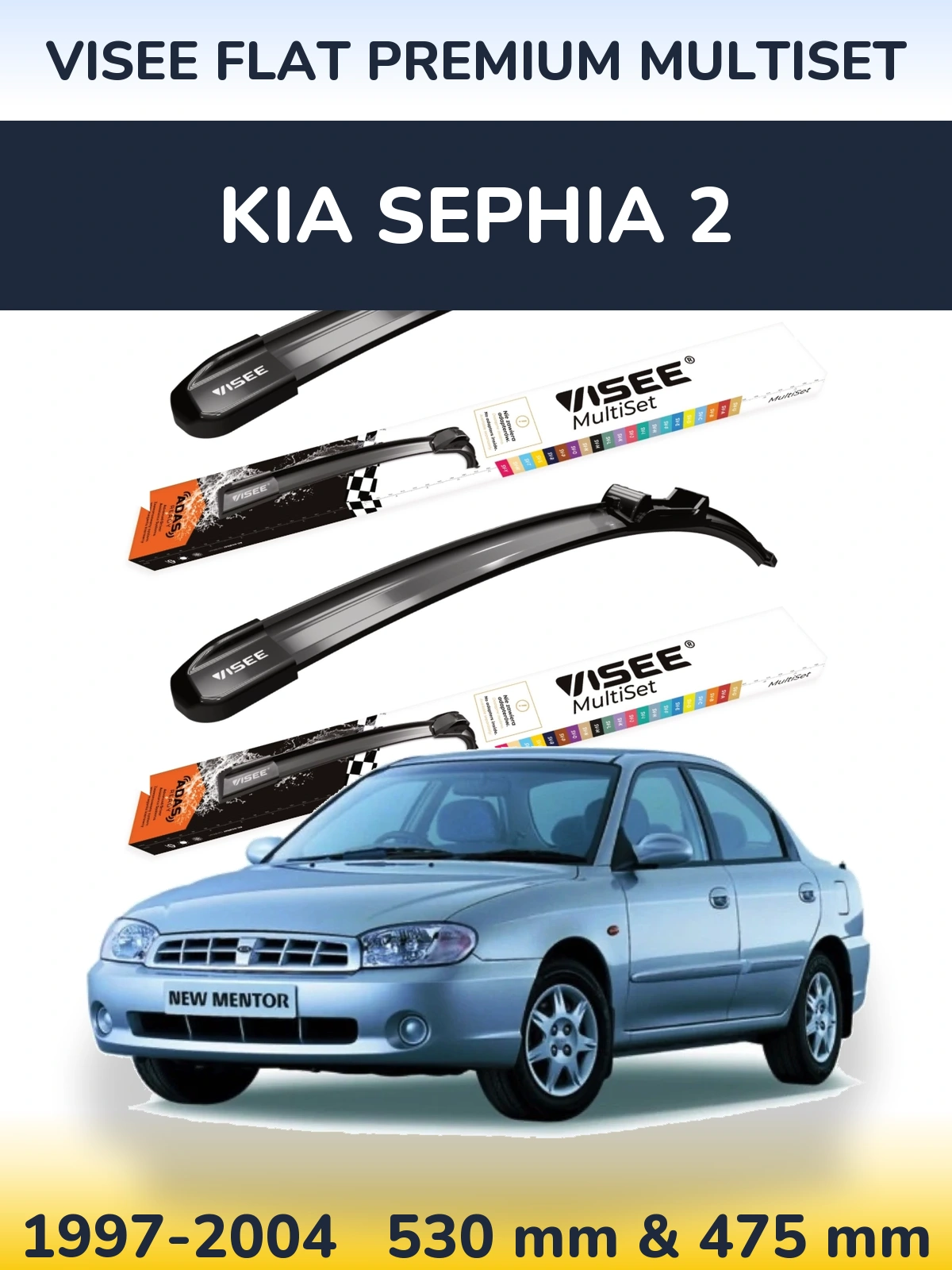 Torkarblad VISEE FLAT PREMIUM MultiSet för KIA Sephia 2