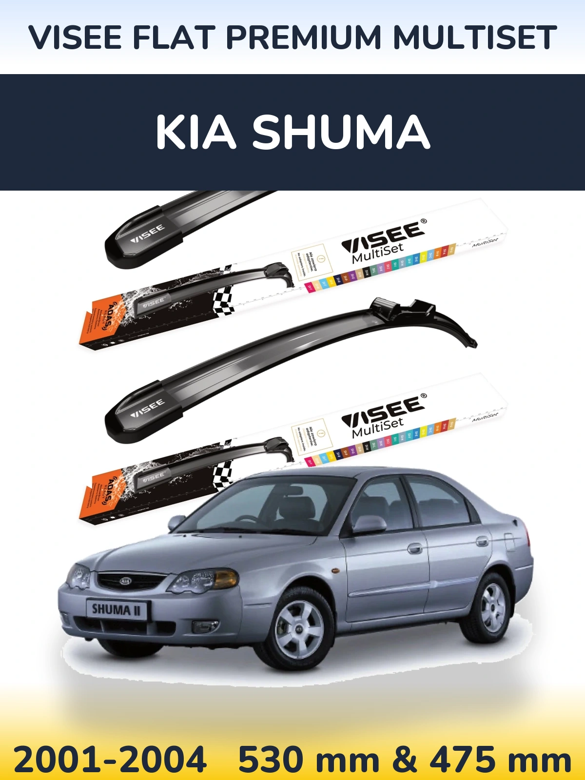 Torkarblad VISEE FLAT PREMIUM MultiSet för KIA Shuma
