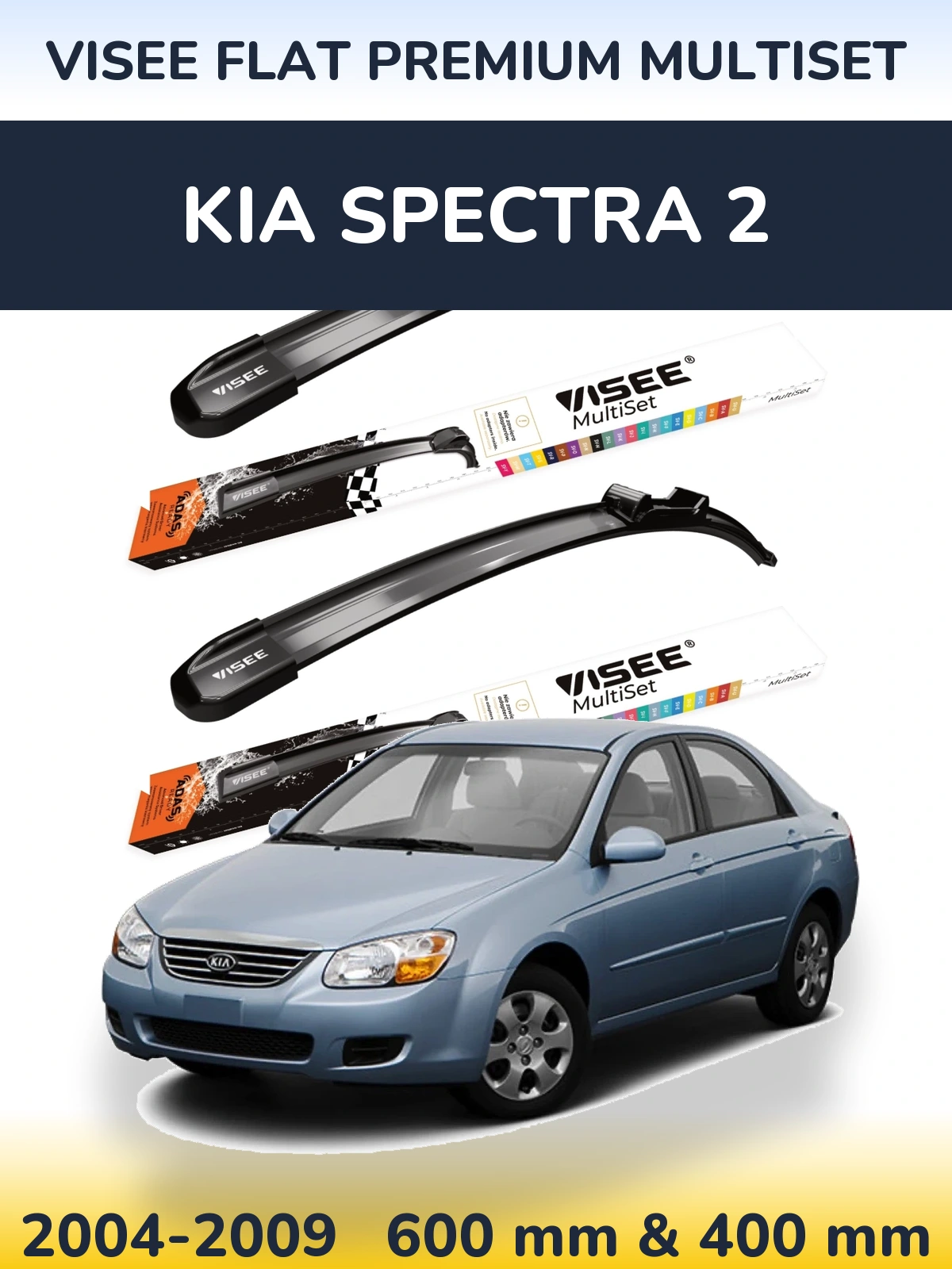 Torkarblad VISEE FLAT PREMIUM MultiSet för KIA Spectra 2