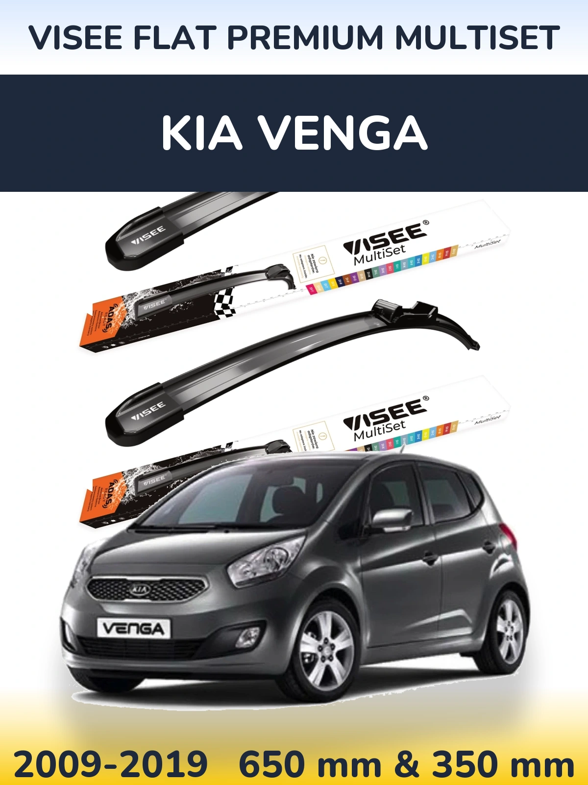 Torkarblad VISEE FLAT PREMIUM MultiSet för KIA Venga