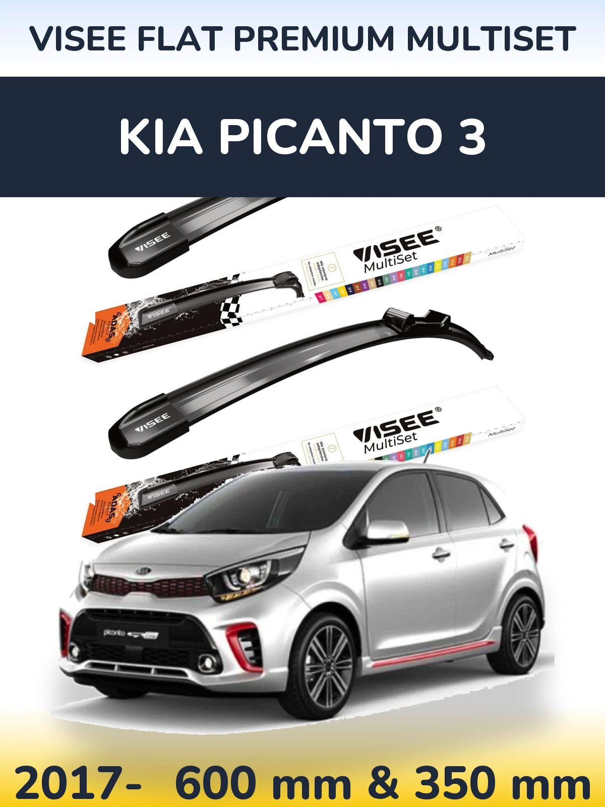 Torkarblad VISEE FLAT PREMIUM MultiSet för KIA Picanto 3