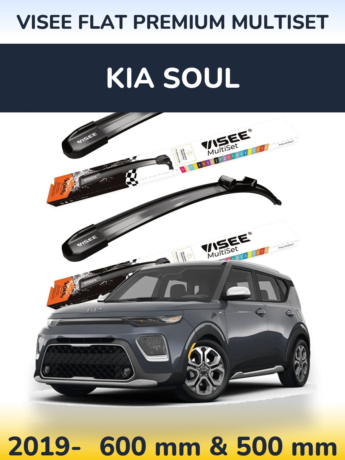 Torkarblad VISEE FLAT PREMIUM MultiSet för KIA Soul