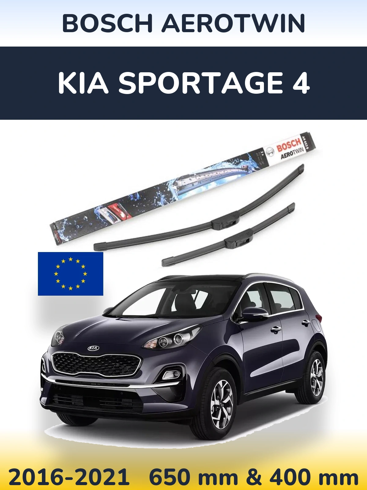 Комплект передних дворников BOSCH AeroTwin 650 & 400 мм для KIA Sportage 4 2016-2021