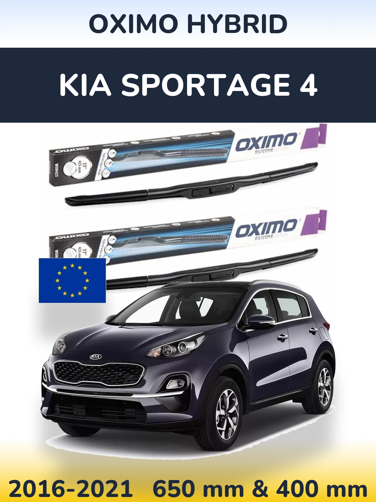 Комплект передніх щіток Oximo Hybrid 650 & 400 мм для KIA Sportage 4 2016-2021