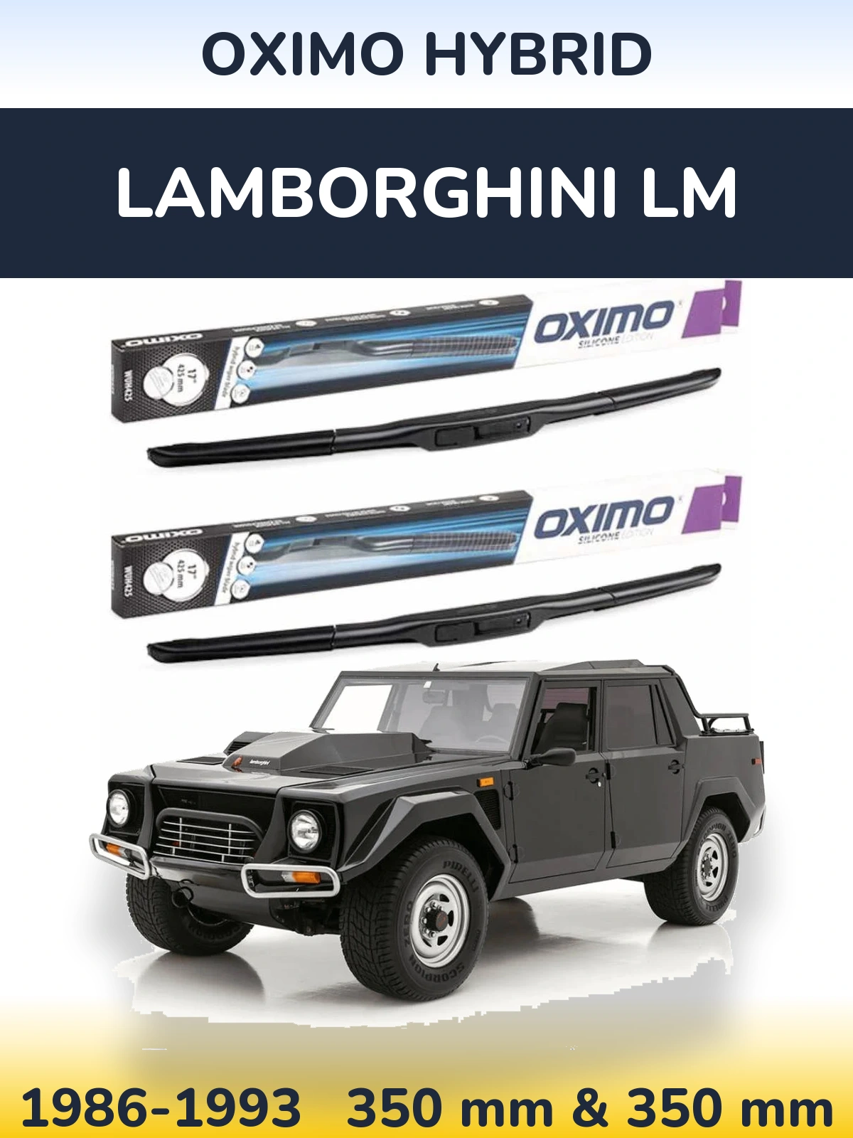 Комплект передних дворников Oximo Hybrid 350 & 350 мм для Lamborghini LM 1986-1993