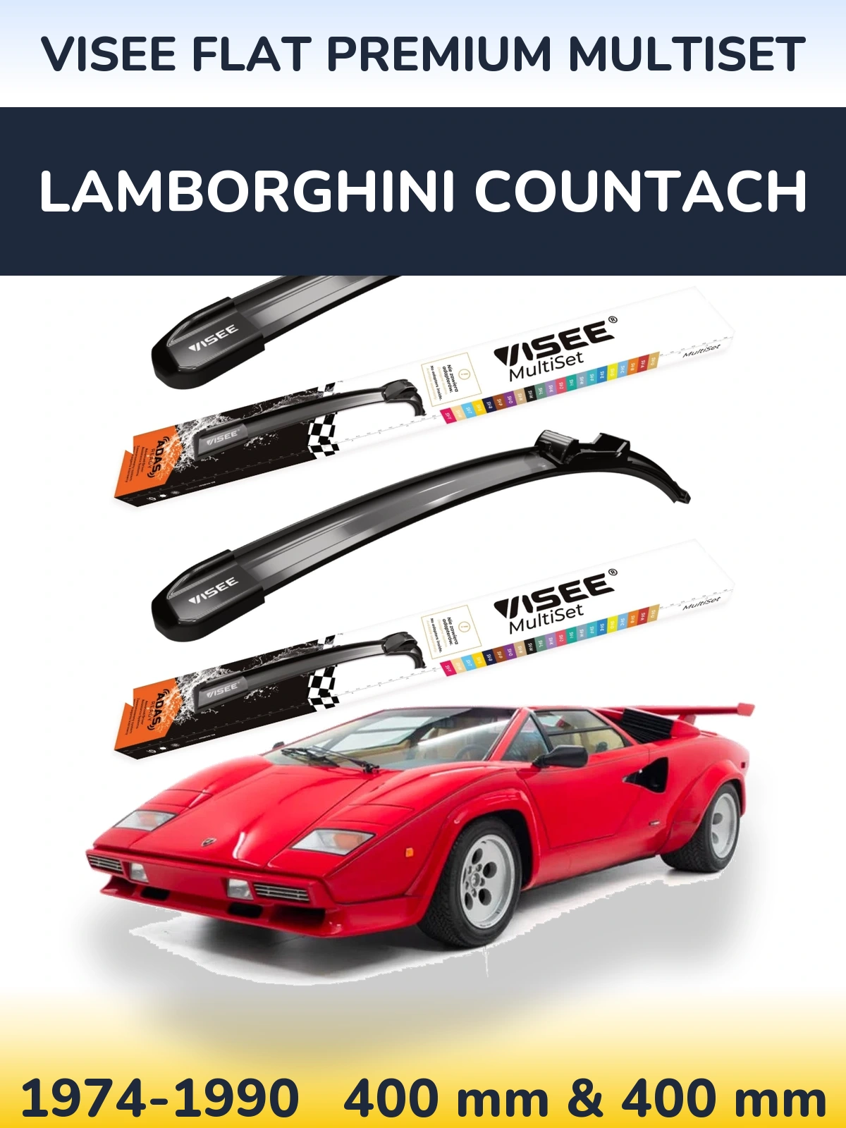 Torkarblad VISEE FLAT PREMIUM MultiSet för Lamborghini Countach