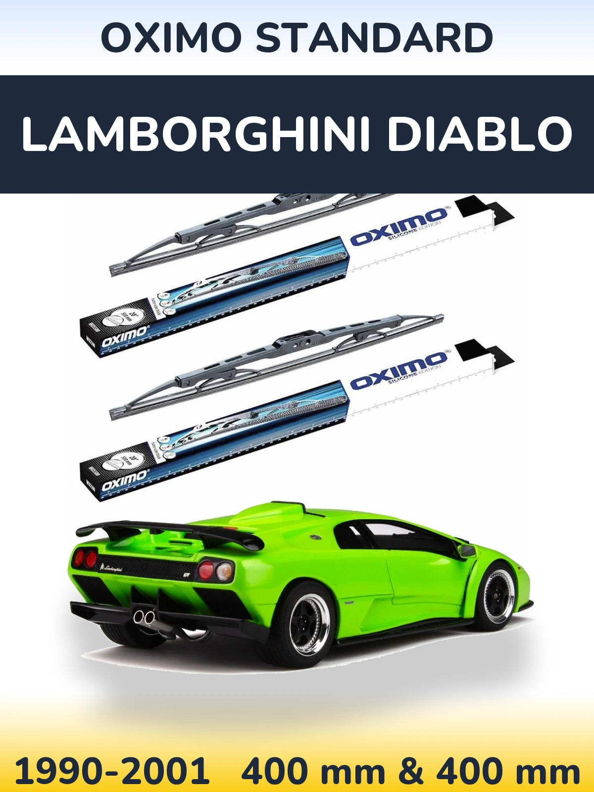 Комплект передних дворников Oximo Standard 400 & 400 мм для Lamborghini Diablo 1990-2001