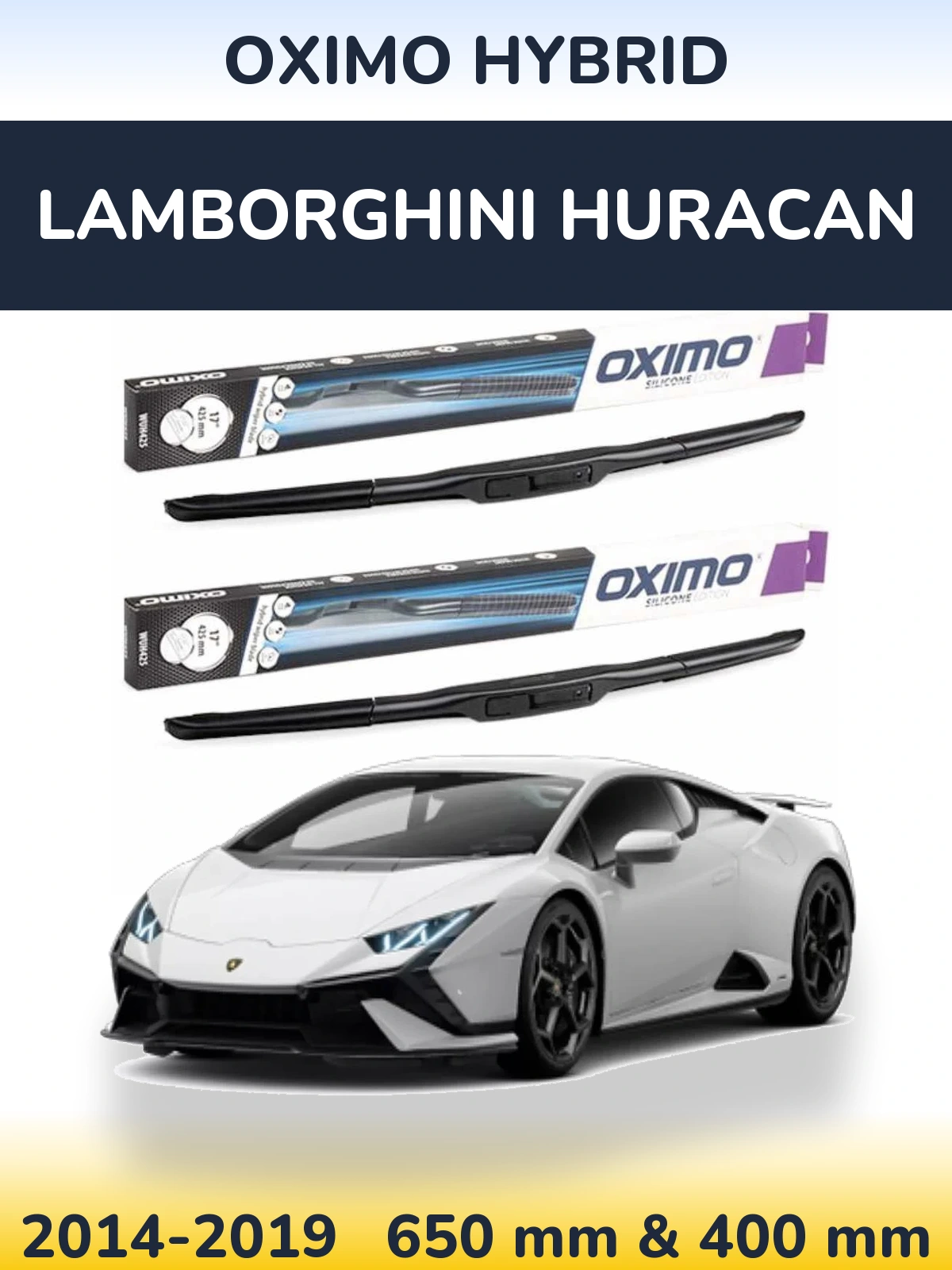 Комплект передних дворников Oximo Hybrid 650 & 400 мм для Lamborghini Huracan 2014-2019