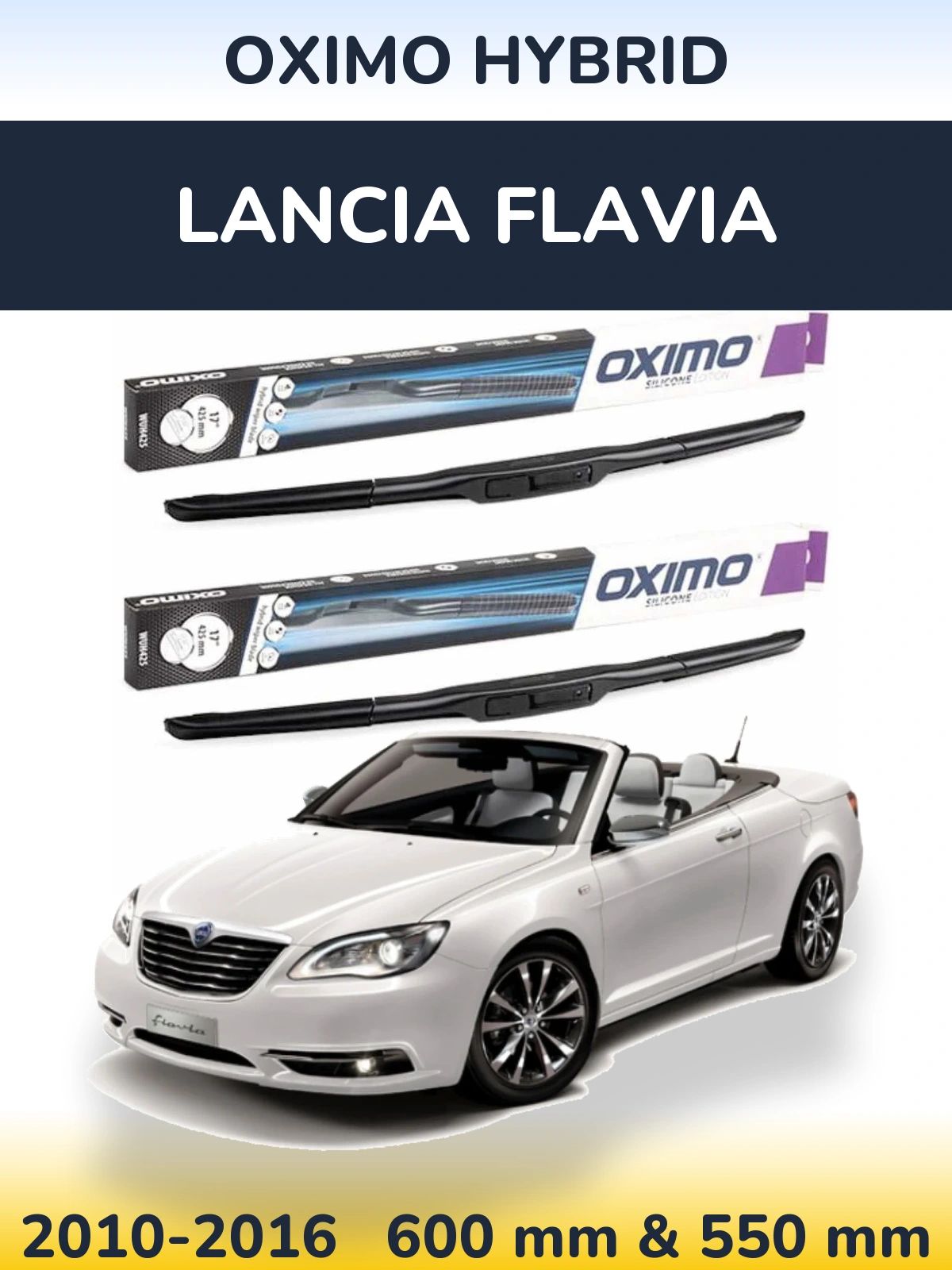 Комплект передних дворников Oximo Hybrid 600 & 550 мм для Lancia Flavia 2010-2016
