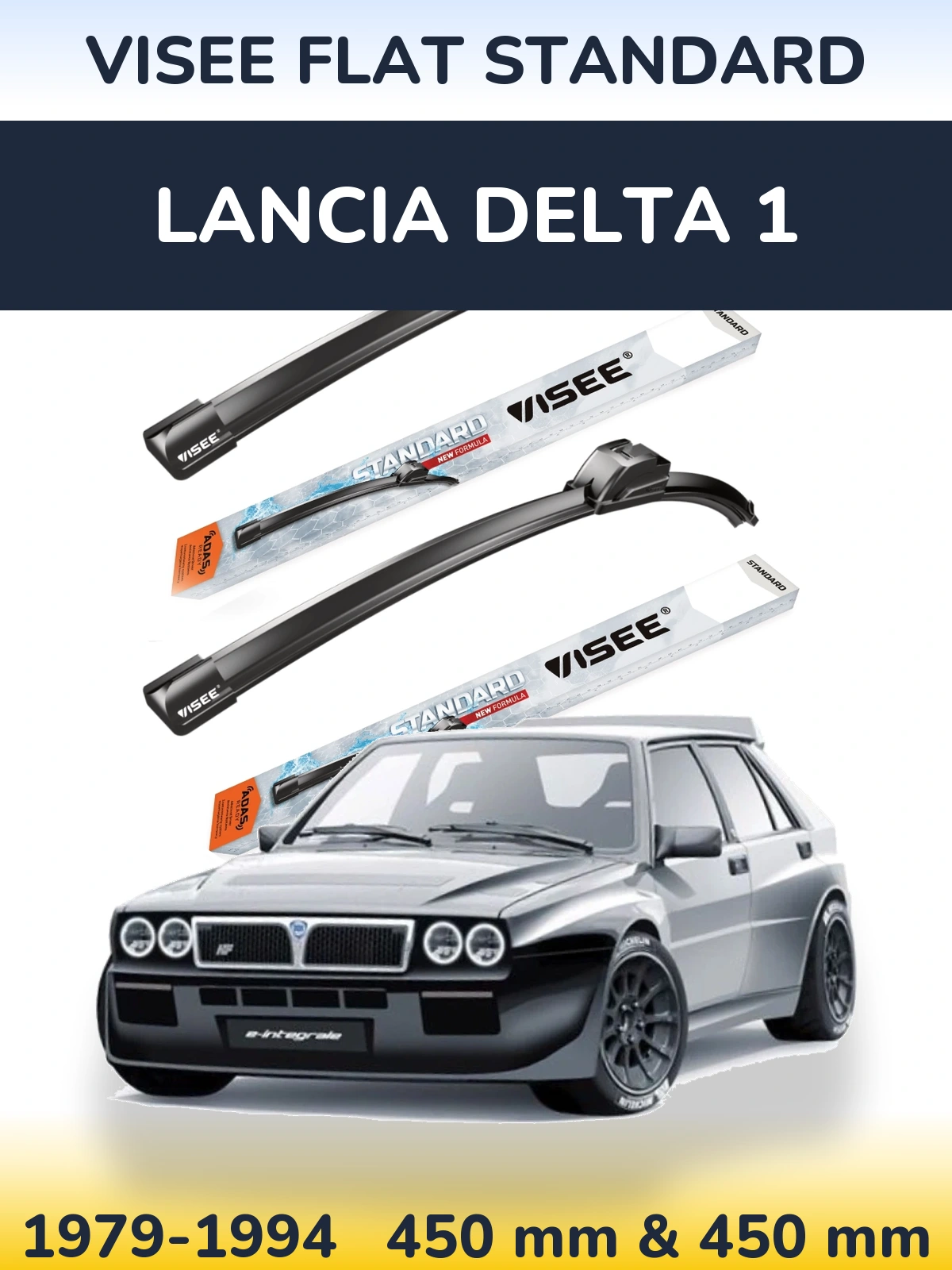 Комплект передніх щіток VISEE FLAT STANDARD 450 & 450 мм для Lancia Delta 1 1979-1994