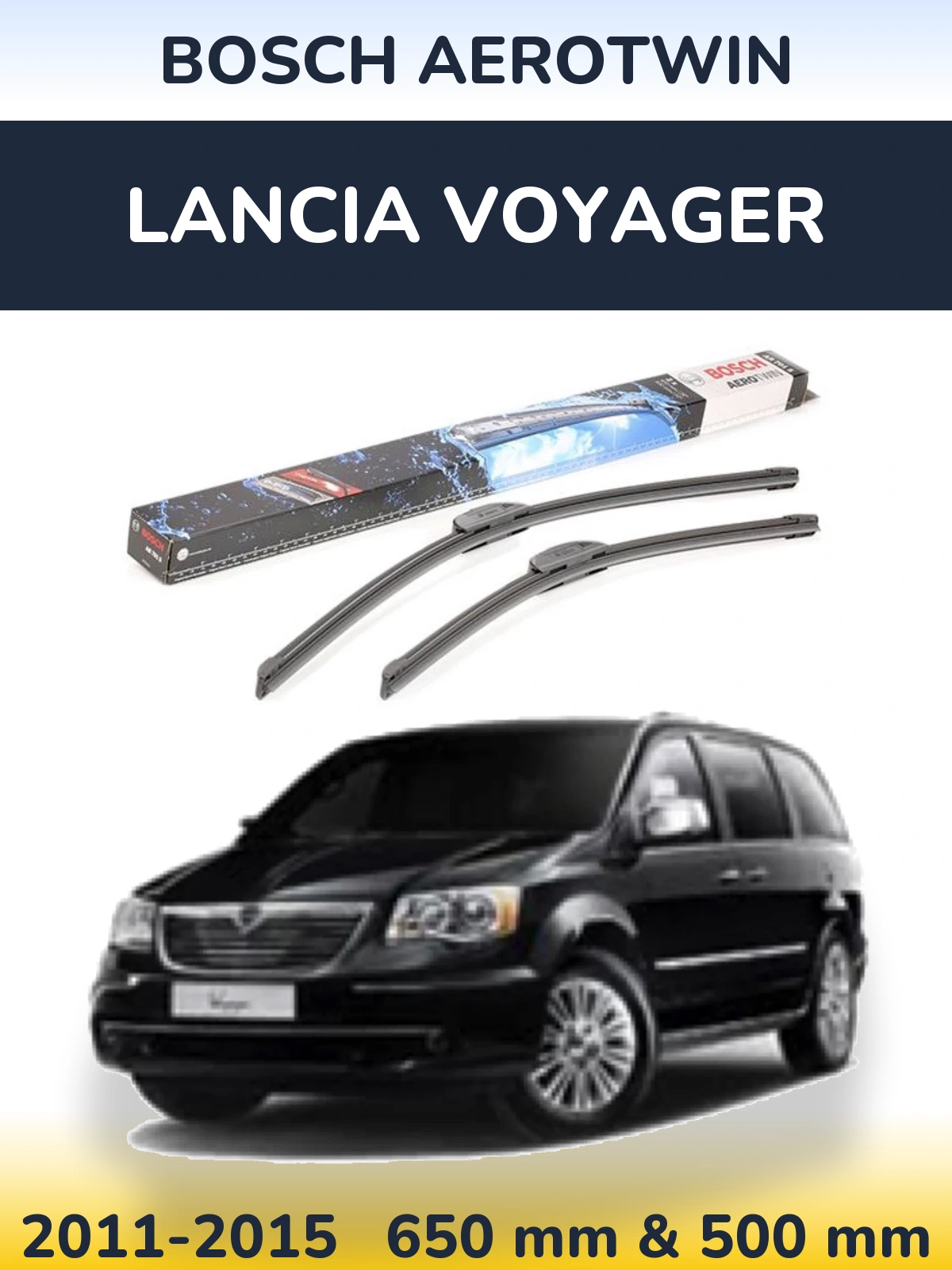 Комплект передніх щіток BOSCH AeroTwin 650 & 500 мм для Lancia Voyager 2011-2015