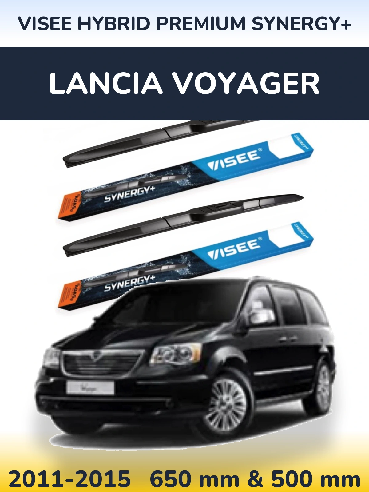 Комплект передніх щіток VISEE HYBRID PREMIUM SYNERGY+ 650 & 500 мм для Lancia Voyager 2011-2015