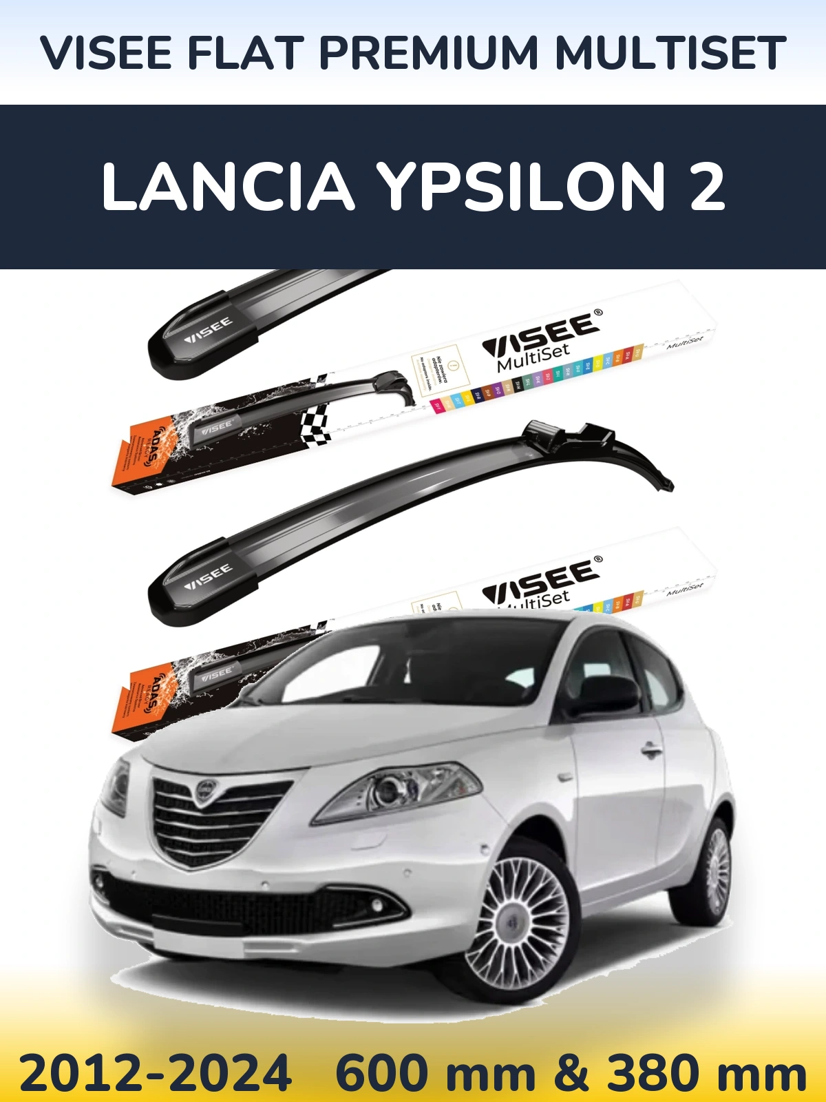 Torkarblad VISEE FLAT PREMIUM MultiSet för Lancia Ypsilon 2