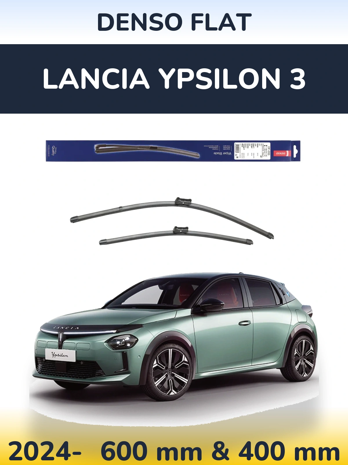 Комплект передніх щіток Denso Flat 600 & 400 мм для Lancia Ypsilon 3 2024-2026