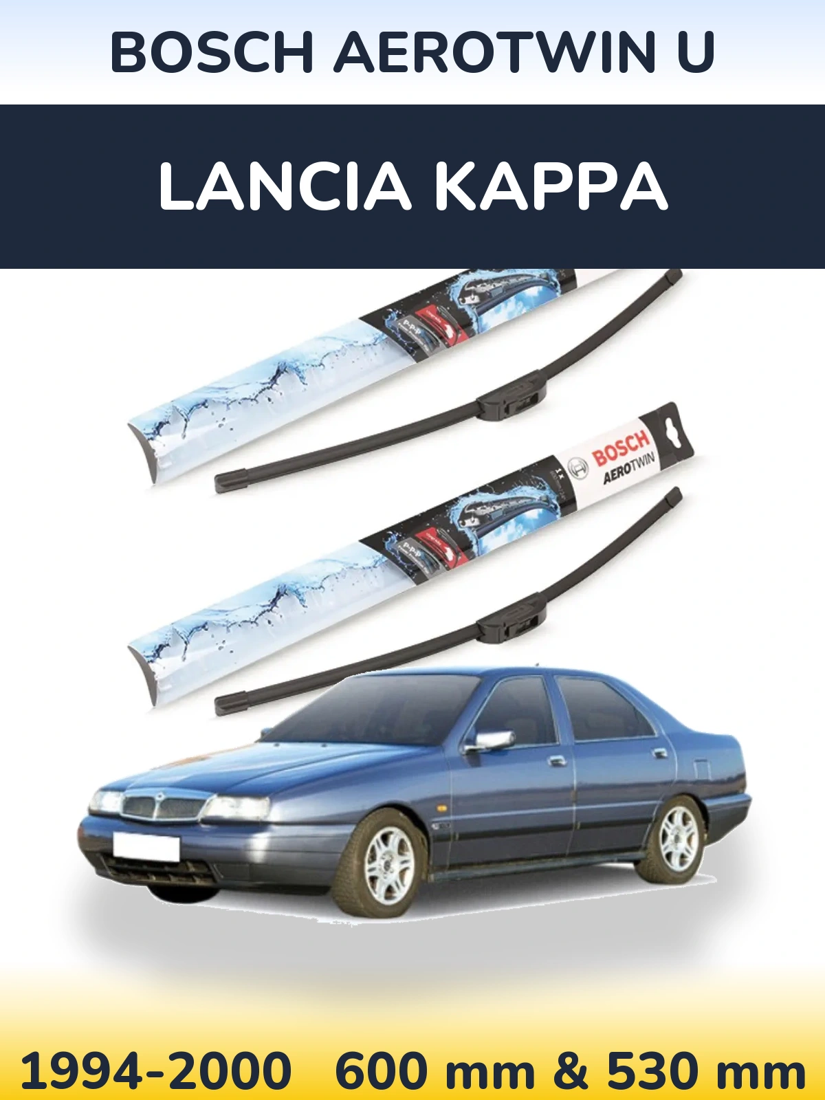Комплект передних дворников BOSCH AeroTwin U 600 & 530 мм для Lancia Kappa 1994-2000