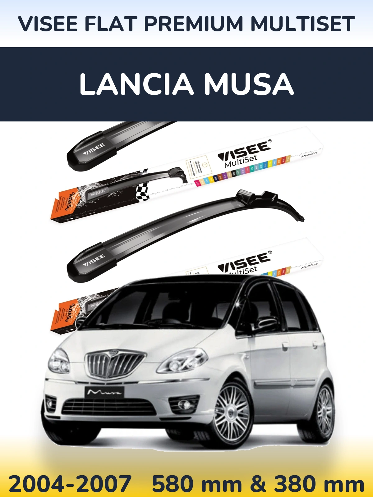 Torkarblad VISEE FLAT PREMIUM MultiSet för Lancia Musa