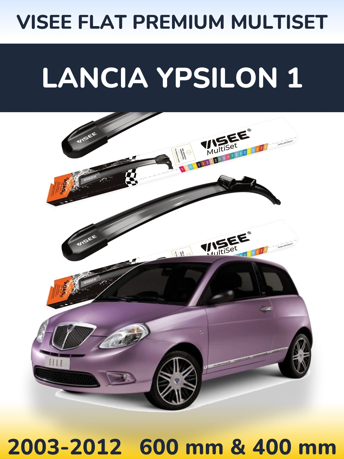 Torkarblad VISEE FLAT PREMIUM MultiSet för Lancia Ypsilon 1