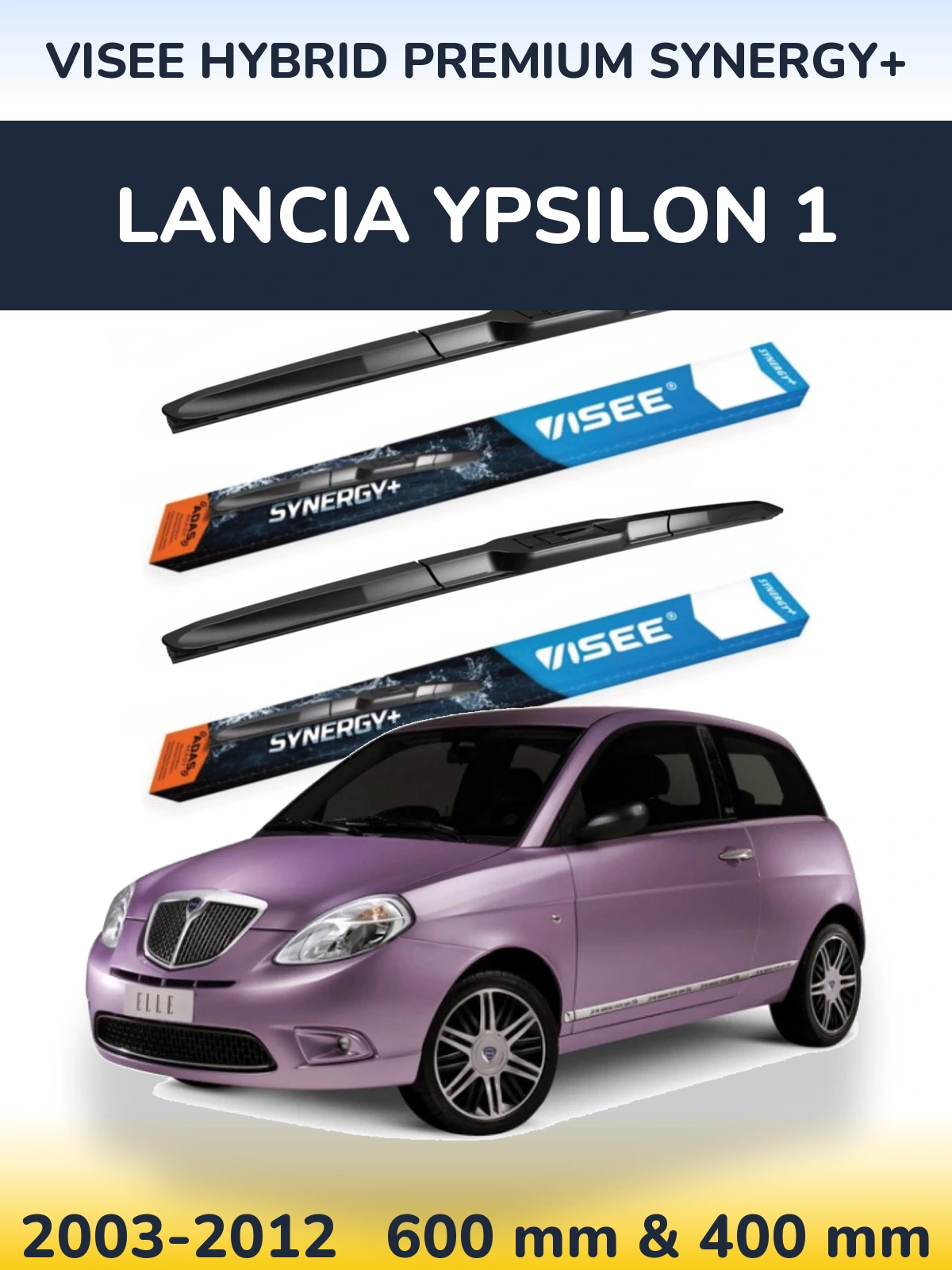 Комплект передних дворников VISEE HYBRID PREMIUM SYNERGY+ 600 & 400 мм для Lancia Ypsilon 1 2003-2012