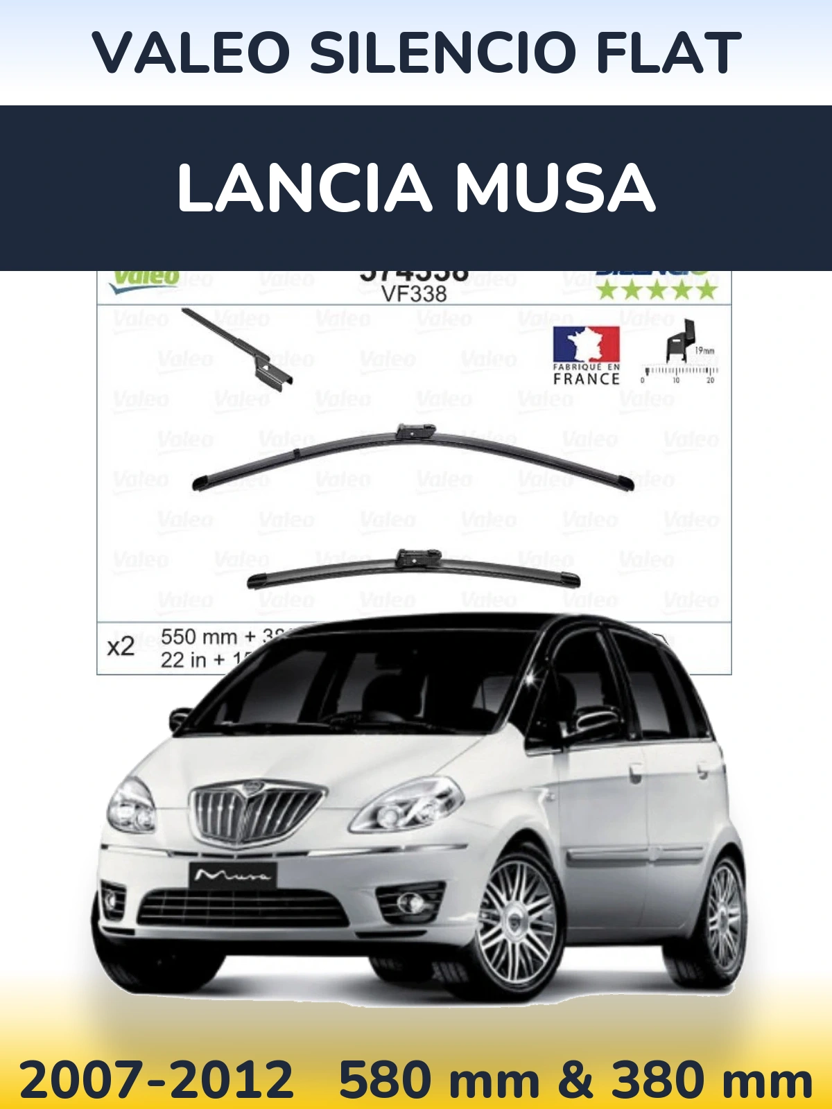 Torkarblad Valeo Silencio Flat för Lancia Musa