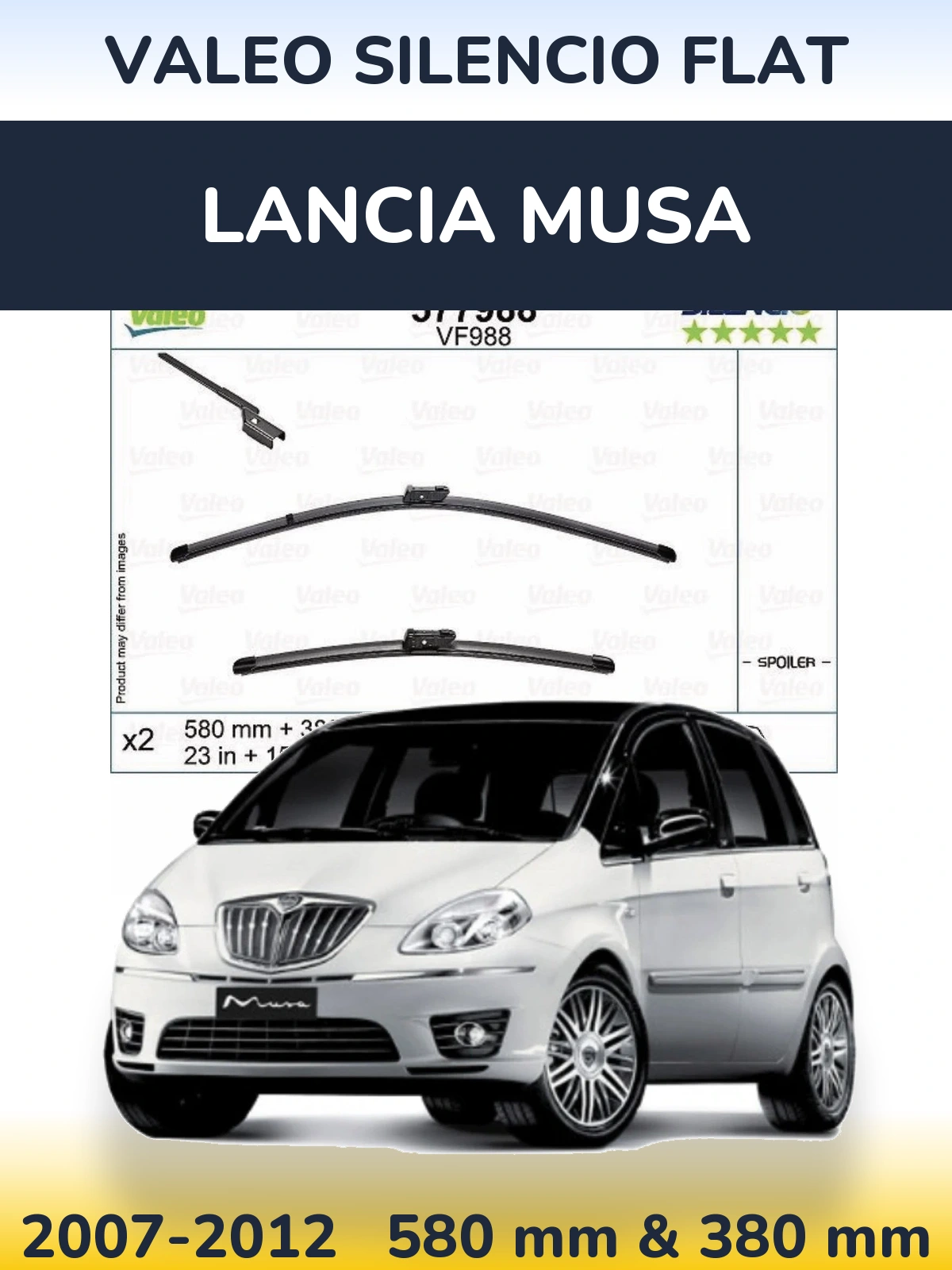 Torkarblad Valeo Silencio Flat för Lancia Musa