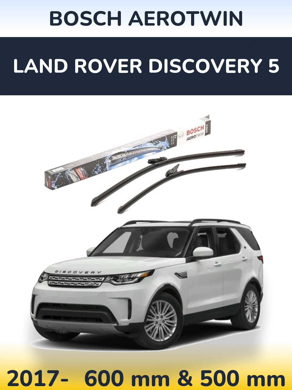 Комплект передніх щіток BOSCH AeroTwin 600 & 500 мм для Land Rover Discovery 5 2017-2026
