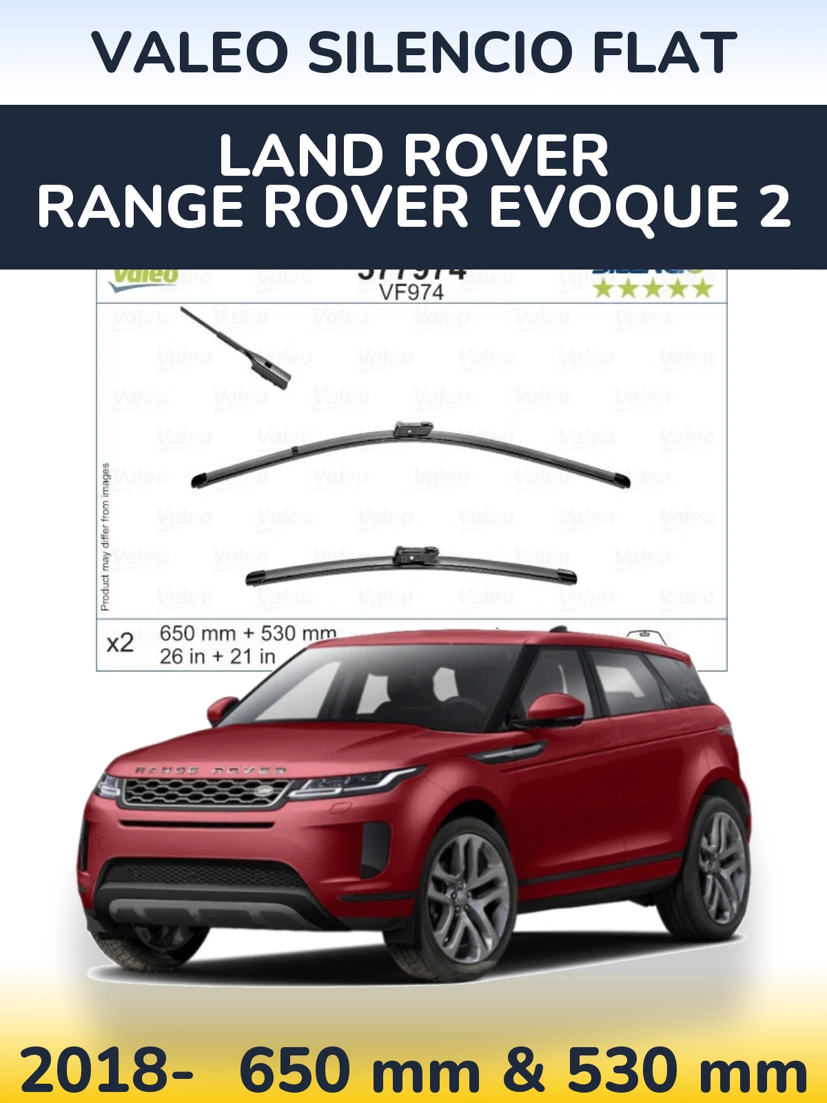 Torkarblad Valeo Silencio Flat för Land Rover Range Rover  Evoque 2