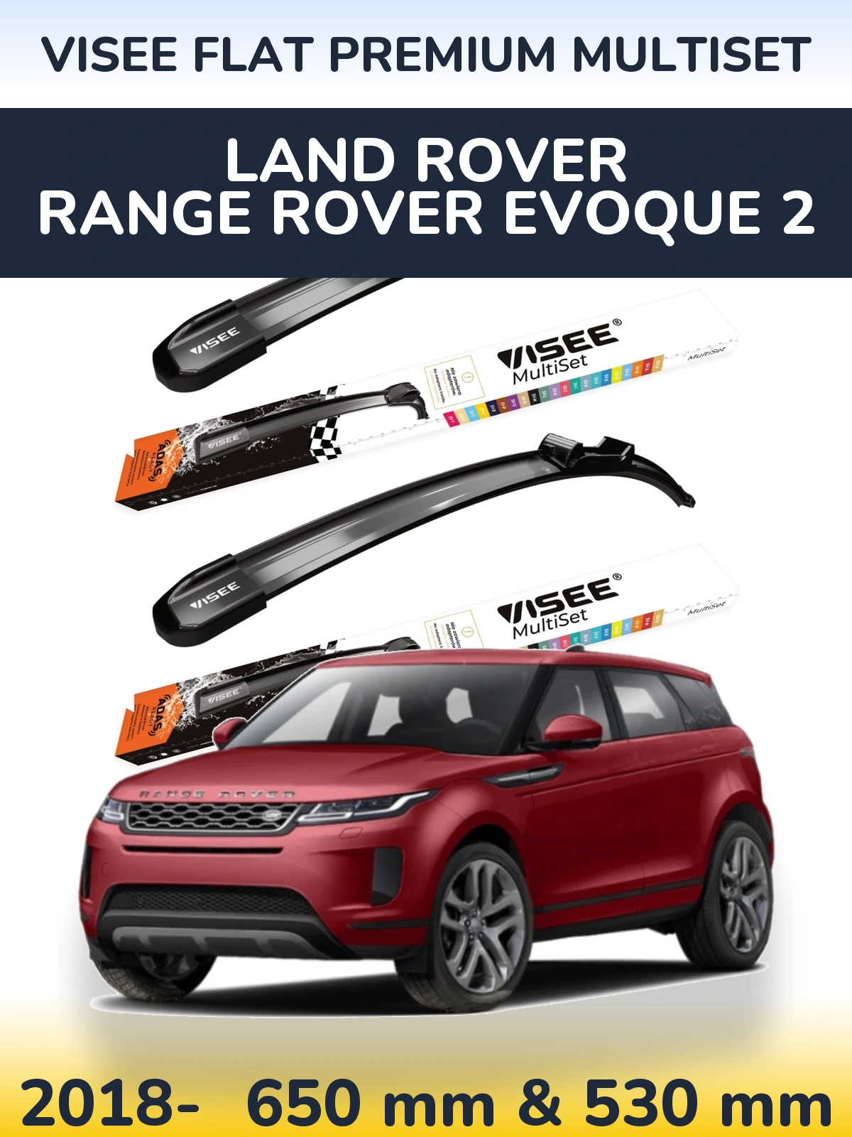 Torkarblad VISEE FLAT PREMIUM MultiSet för Land Rover Range Rover  Evoque 2