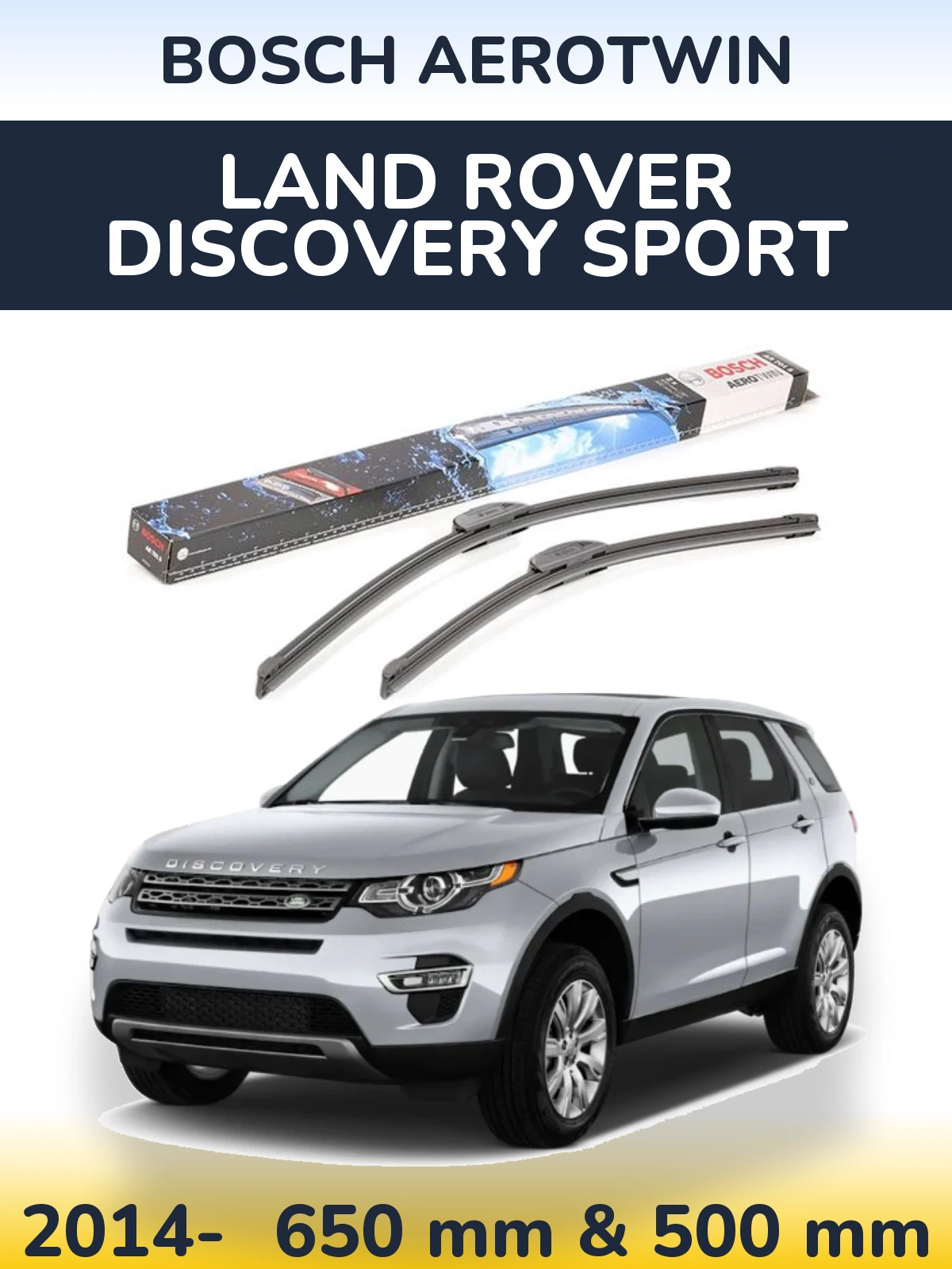 Комплект передніх щіток BOSCH AeroTwin 650 & 500 мм для Land Rover Discovery Sport 2014-2026