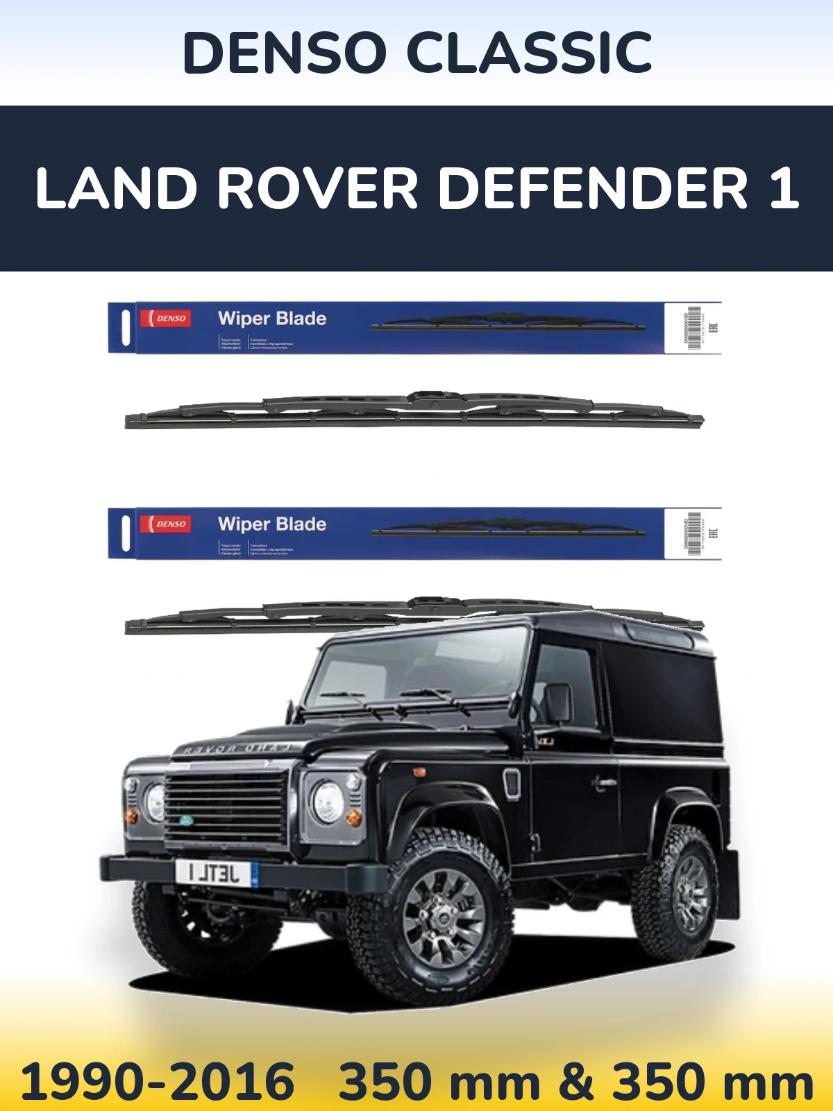 Комплект передніх щіток Denso Classic 350 & 350 мм для Land Rover Defender 1 1990-2016