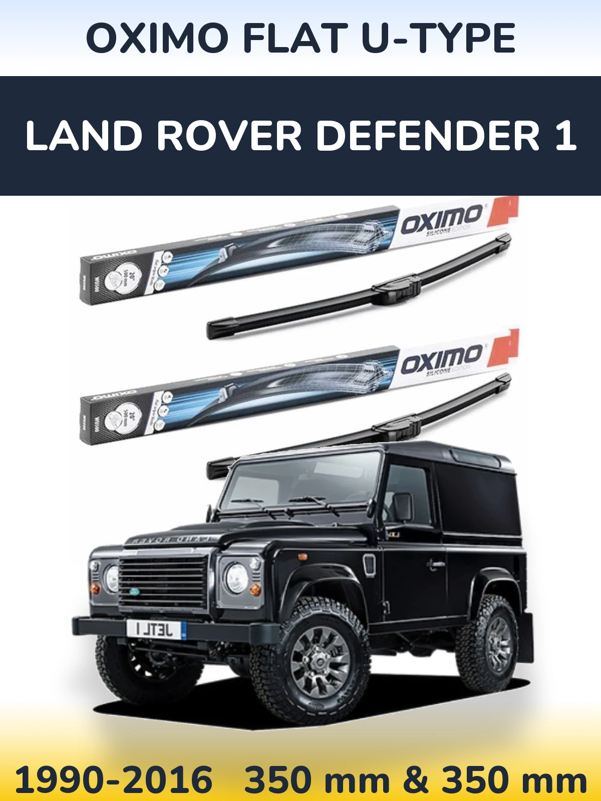 Комплект передних дворников Oximo Flat U-type 350 & 350 мм для Land Rover Defender 1 1990-2016