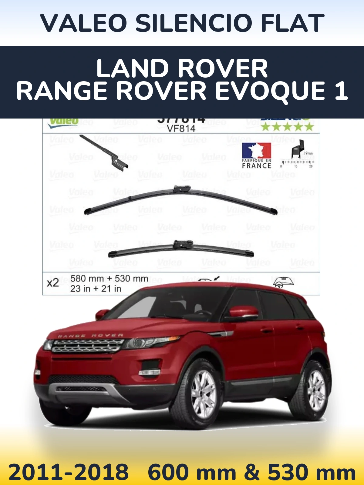 Torkarblad Valeo Silencio Flat för Land Rover Range Rover  Evoque 1