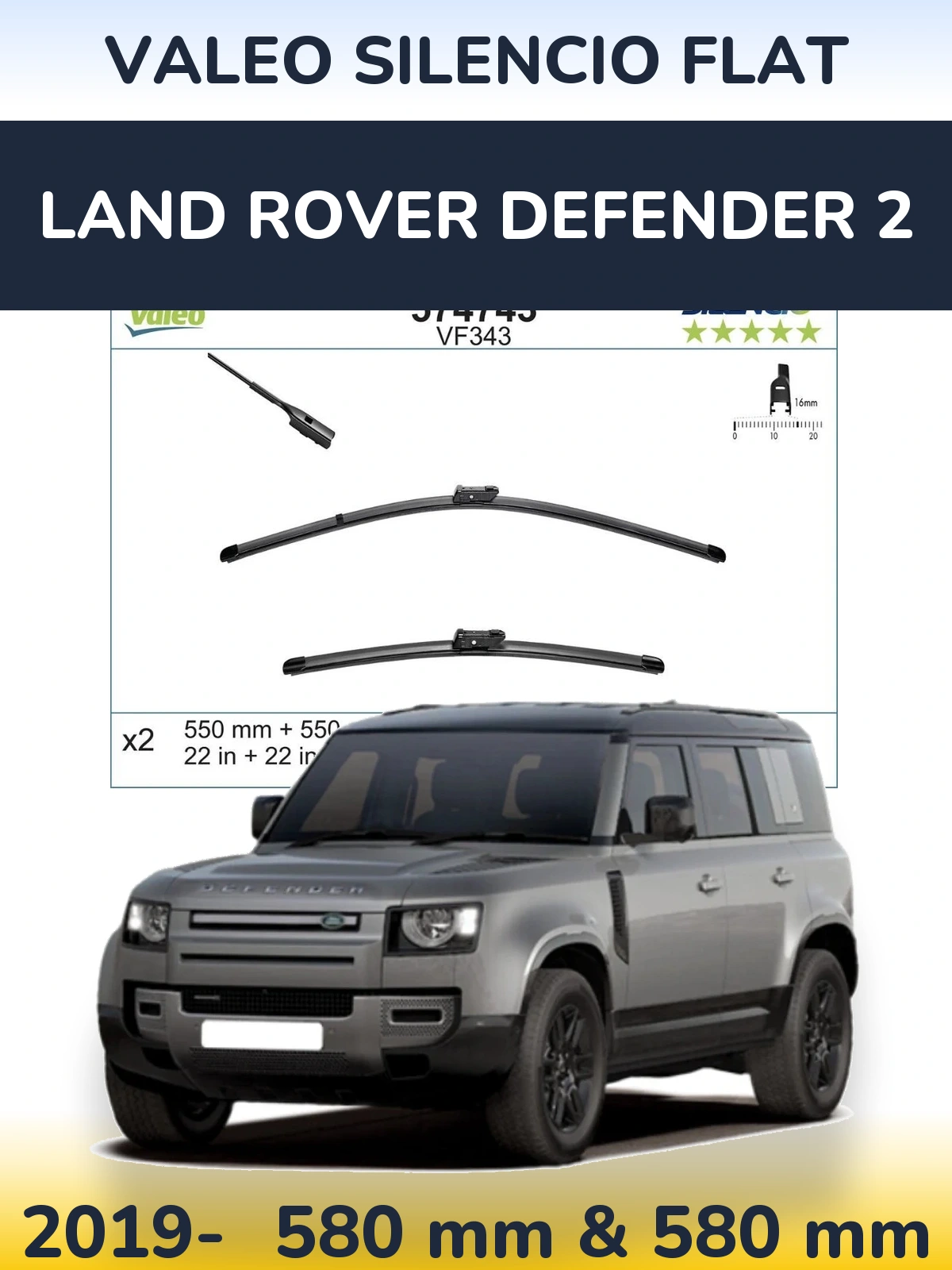 Torkarblad Valeo Silencio Flat för Land Rover Defender 2