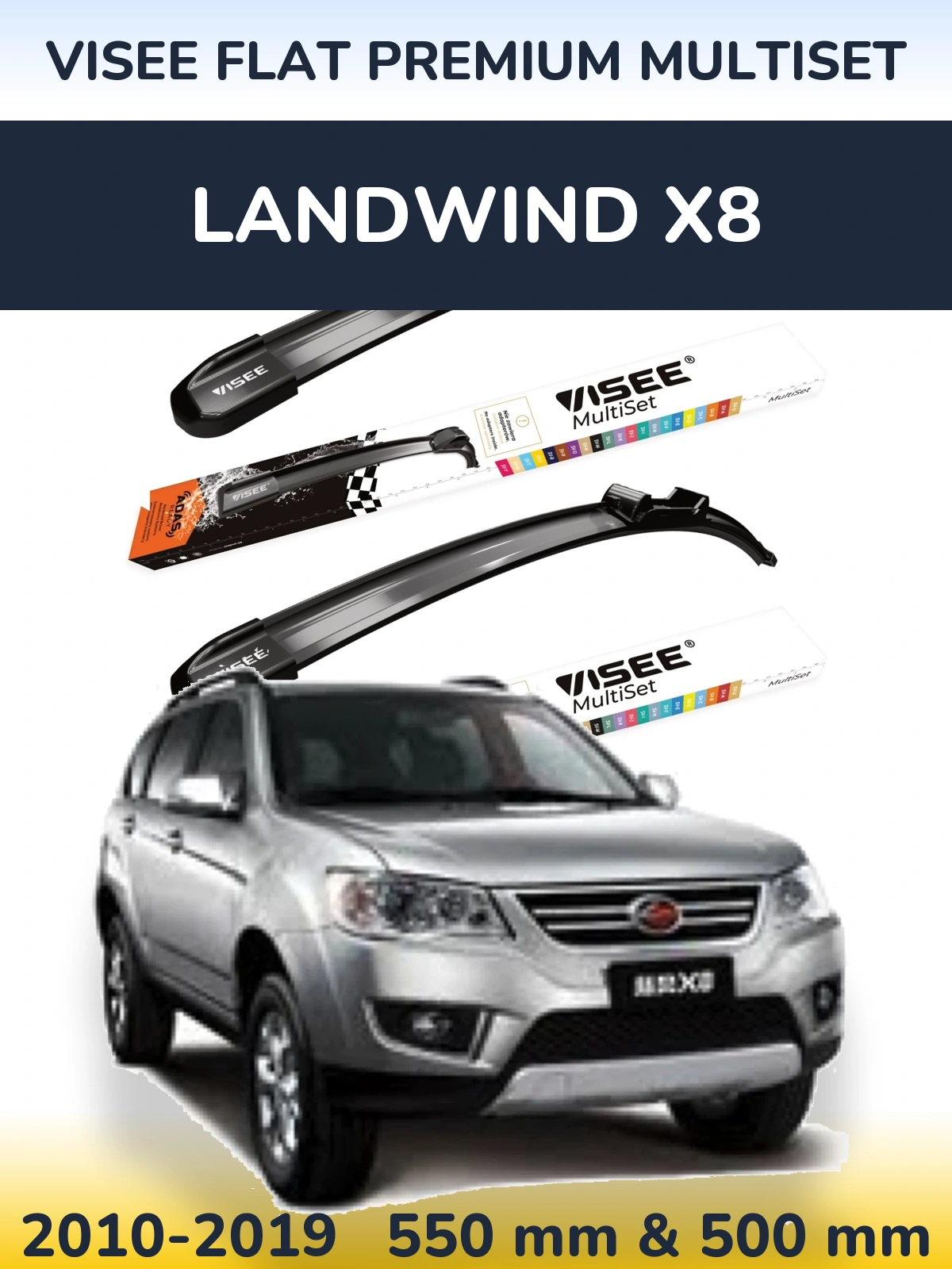 Torkarblad VISEE FLAT PREMIUM MultiSet för Landwind X8