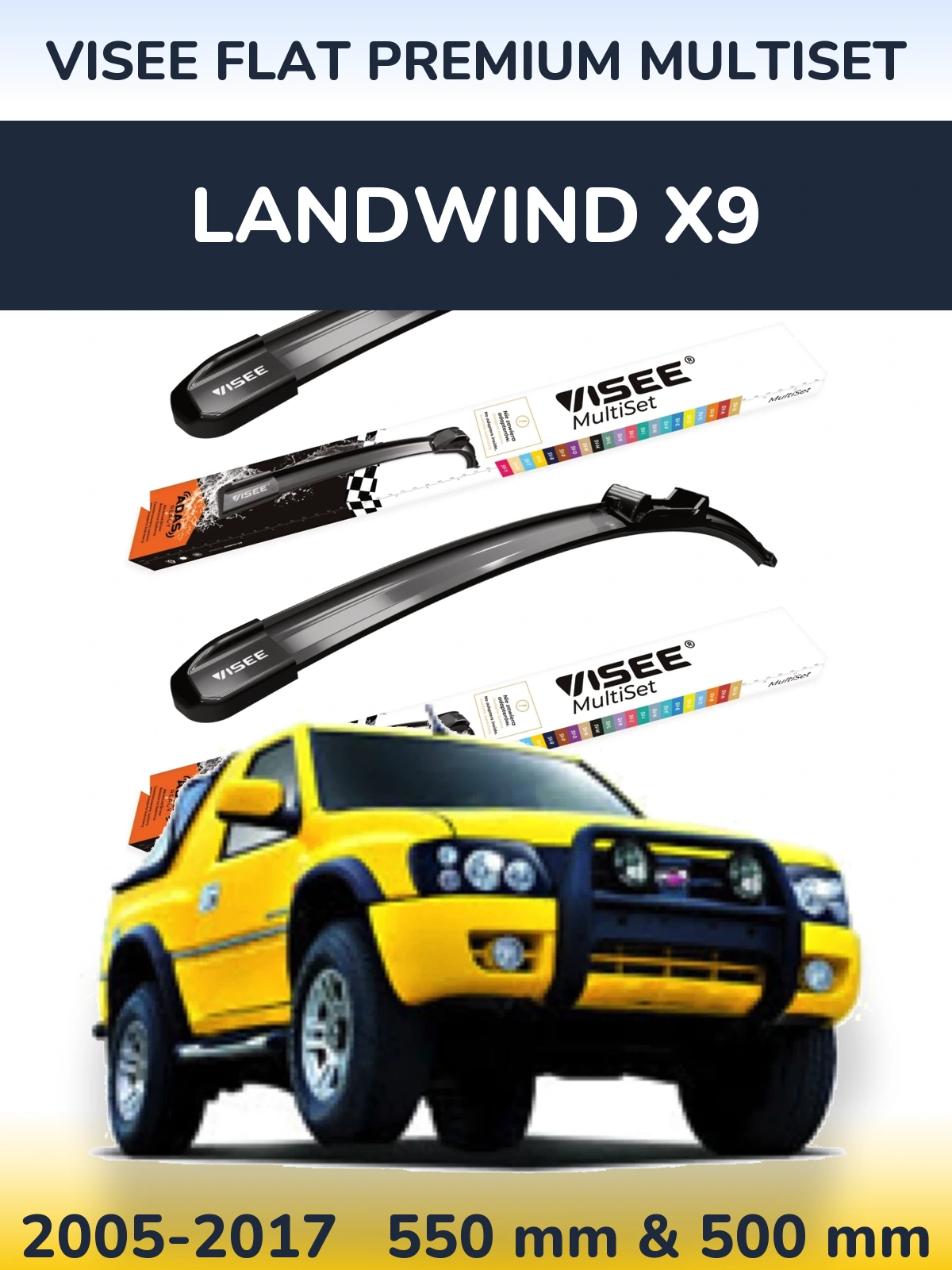 Torkarblad VISEE FLAT PREMIUM MultiSet för Landwind X9