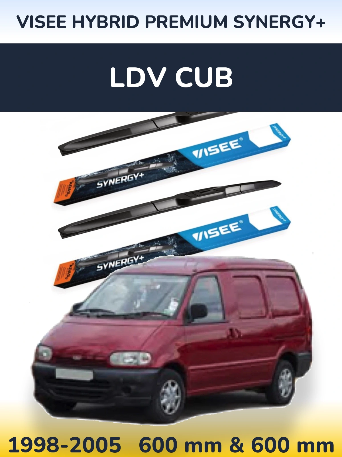 Комплект передніх щіток VISEE HYBRID PREMIUM SYNERGY+ 600 & 600 мм для LDV Cub 1998-2005
