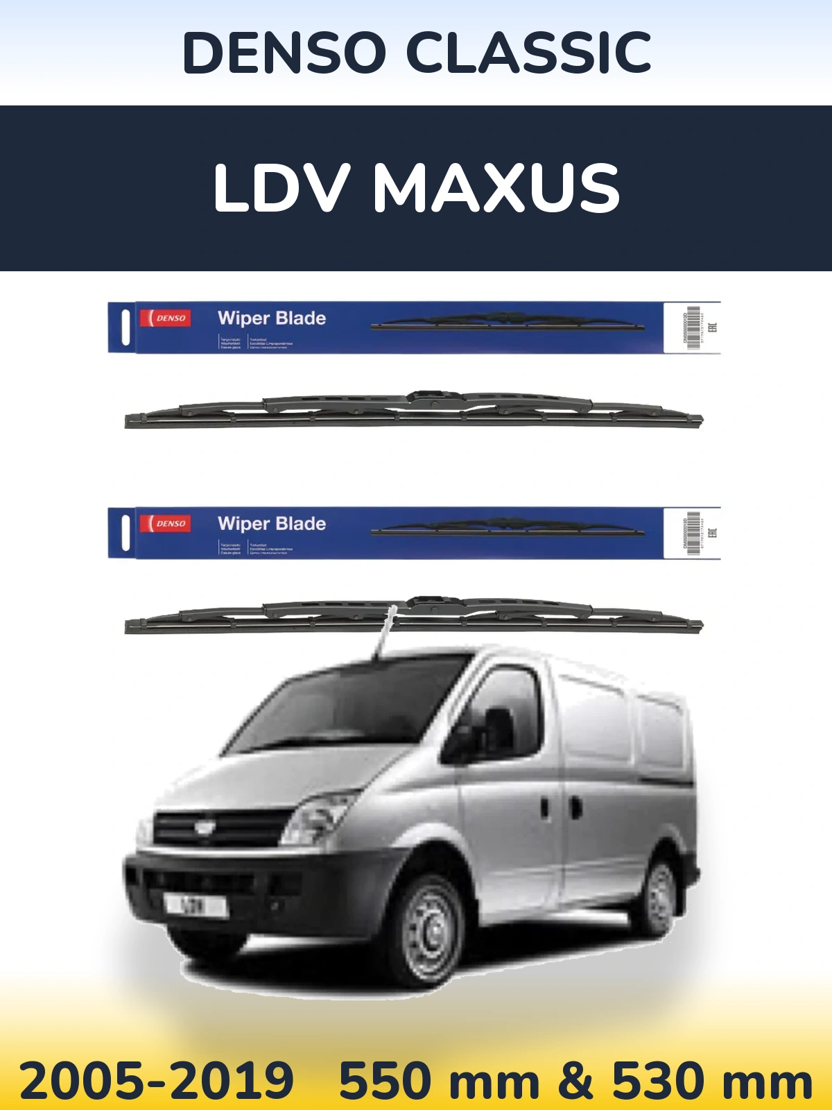 Комплект передних дворников Denso Classic 550 & 530 мм для LDV Maxus 2005-2019