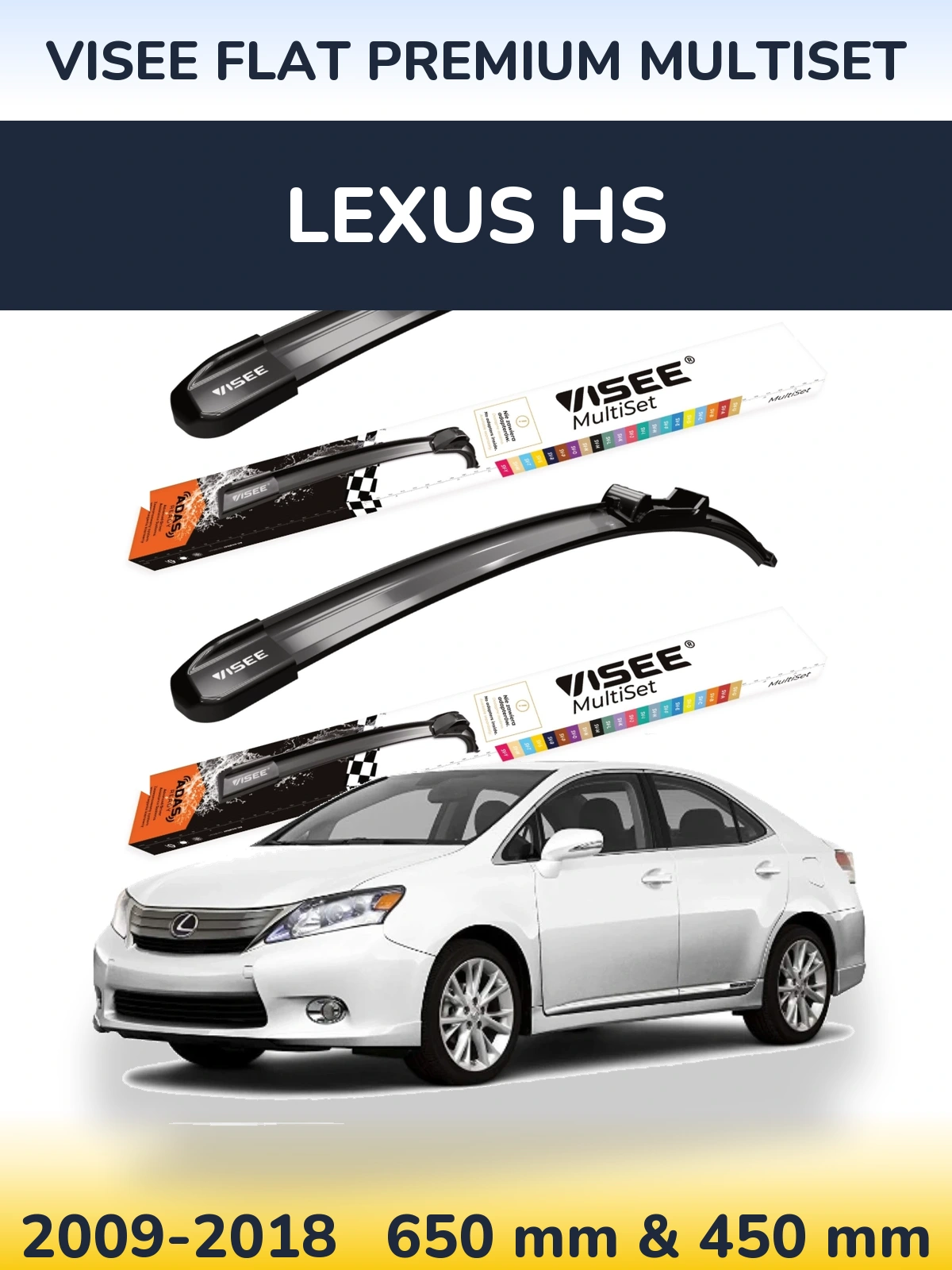 Torkarblad VISEE FLAT PREMIUM MultiSet för Lexus HS