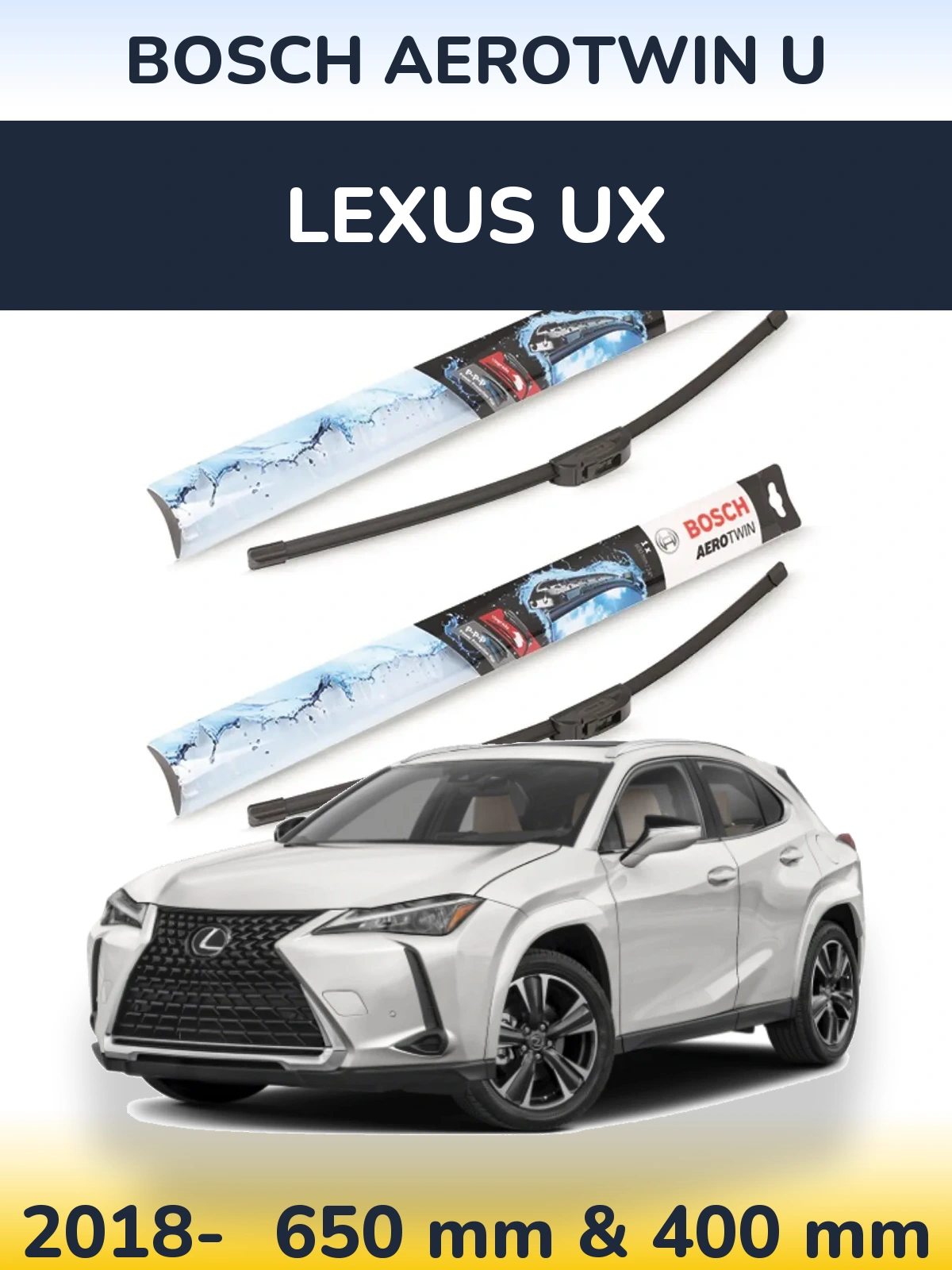 Комплект передних дворников BOSCH AeroTwin U 650 & 400 мм для Lexus UX 2018-2026