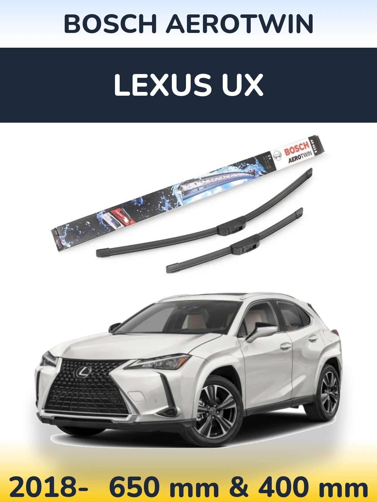 Комплект передніх щіток BOSCH AeroTwin 650 & 400 мм для Lexus UX 2018-2026