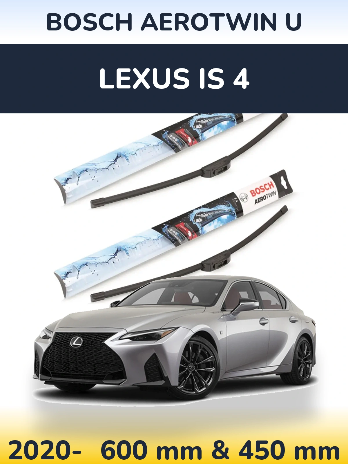 Комплект передніх щіток BOSCH AeroTwin U 600 & 450 мм для Lexus IS 4 2020-2026