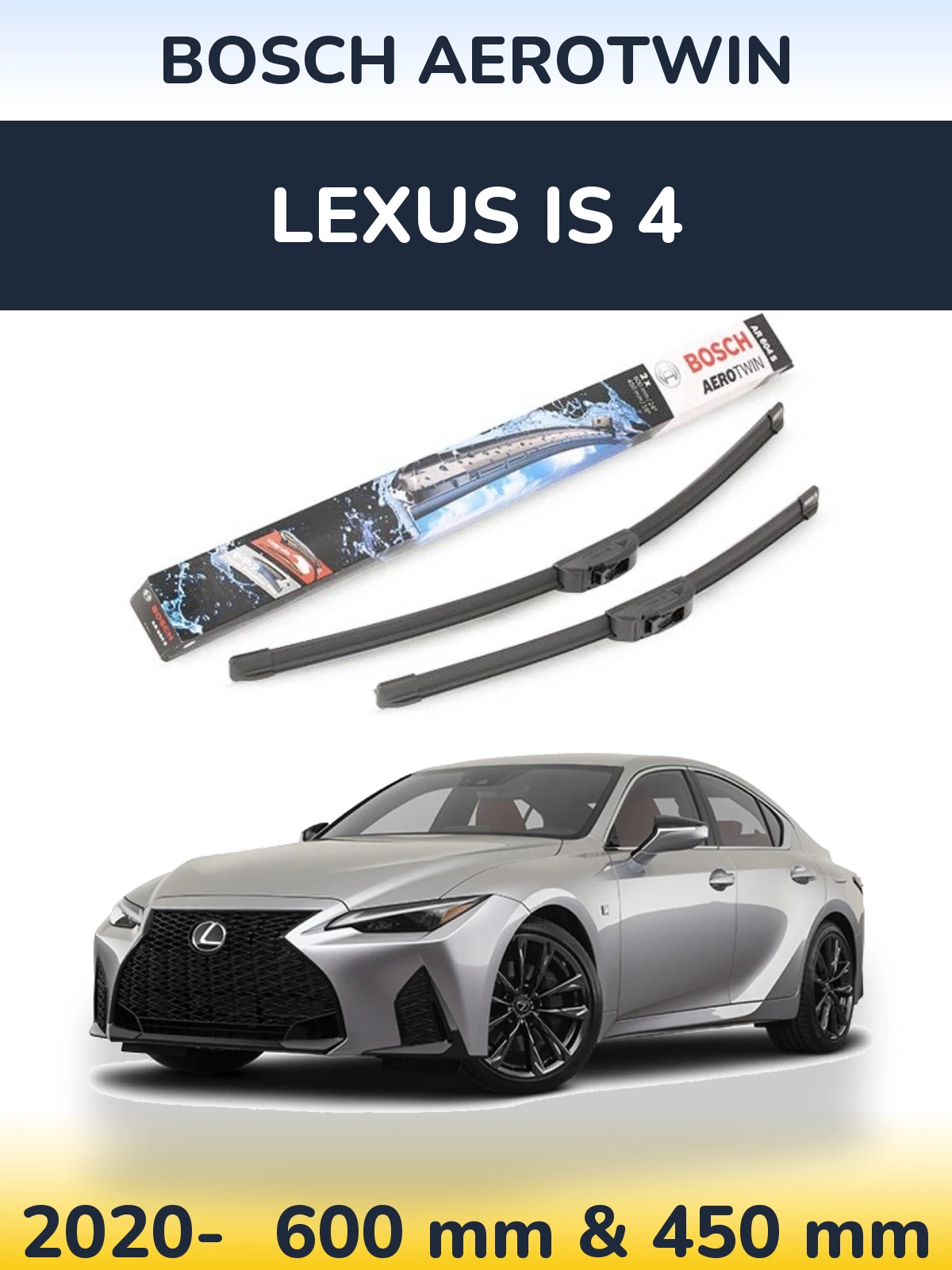 Комплект передніх щіток BOSCH AeroTwin 600 & 450 мм для Lexus IS 4 2020-2026