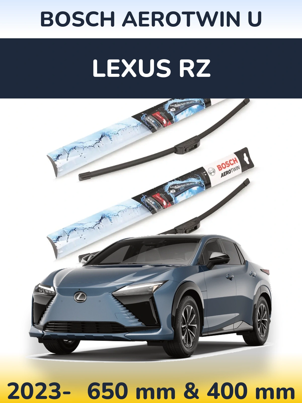 Комплект передніх щіток BOSCH AeroTwin U 650 & 400 мм для Lexus RZ 2023-2026