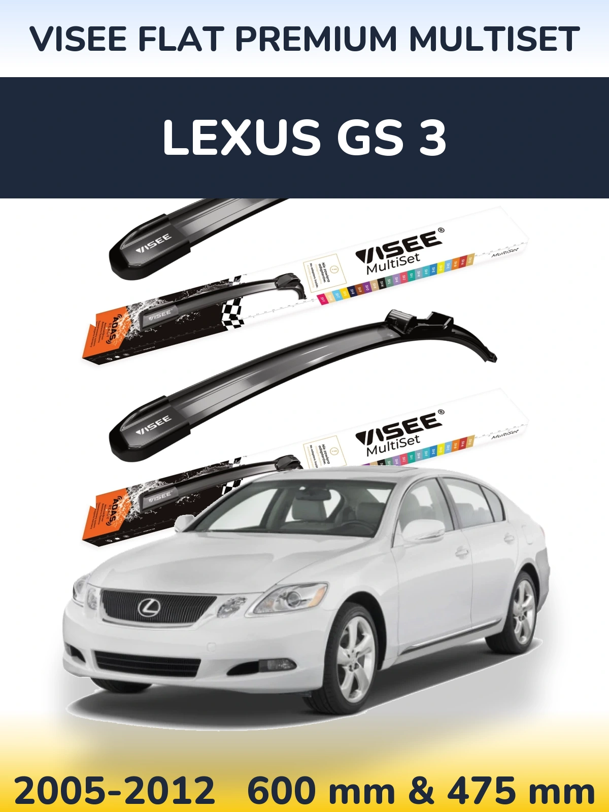 Torkarblad VISEE FLAT PREMIUM MultiSet för Lexus GS 3