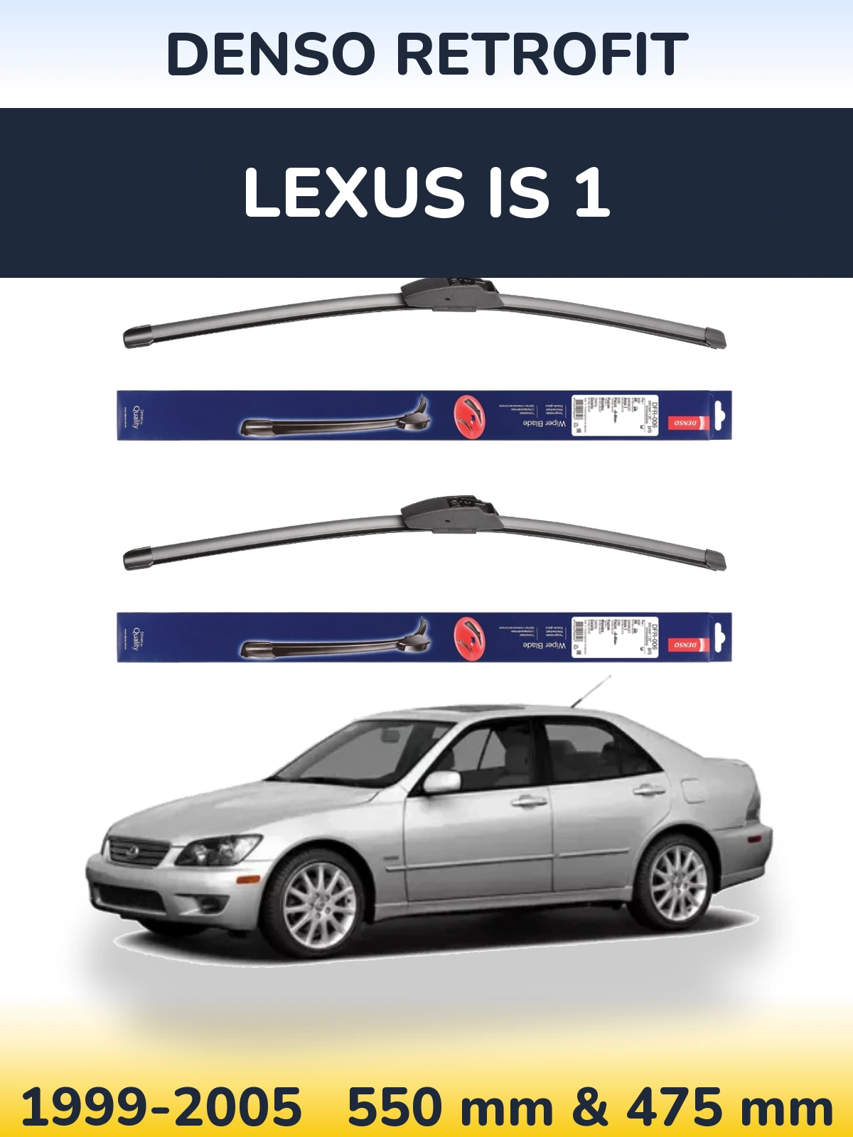 Комплект передніх щіток Denso Retrofit 550 & 475 мм для Lexus IS 1 1999-2005