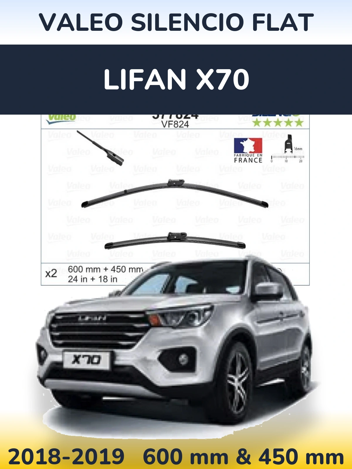 Torkarblad Valeo Silencio Flat för Lifan X70
