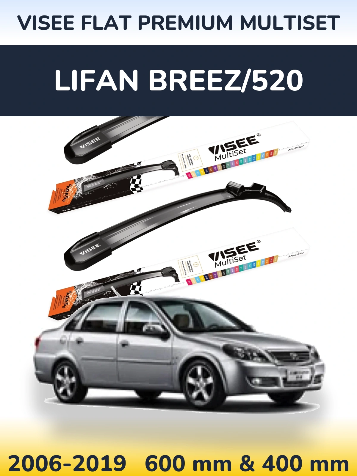Torkarblad VISEE FLAT PREMIUM MultiSet för Lifan Breez/520