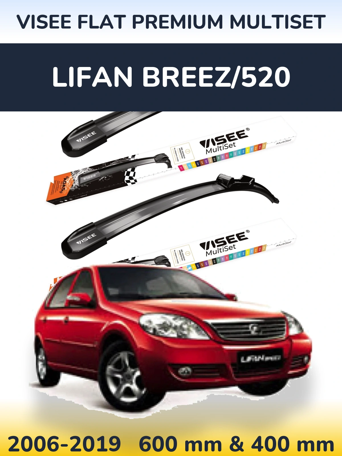 Torkarblad VISEE FLAT PREMIUM MultiSet för Lifan Breez/520